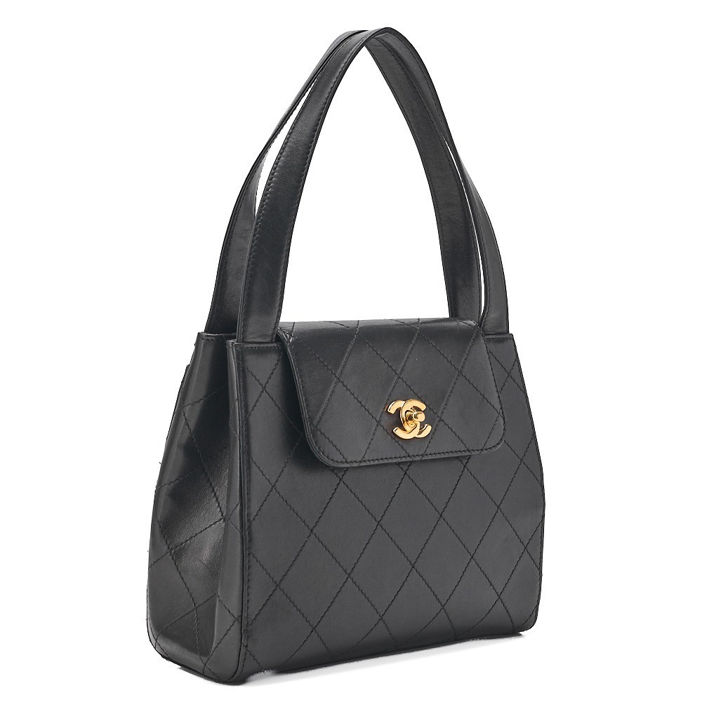 Calfskin Matelassé Mini Handbag, Black, Gold Hardware, Serial Number 5 — view 4