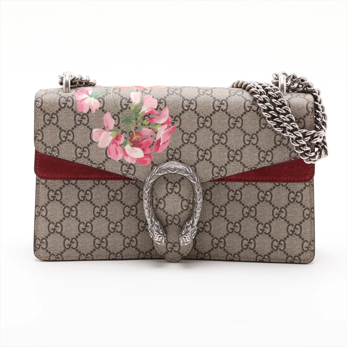 GG Blooms Dionysus 400249 PVC x Suede Chain Shoulder Bag, Beige