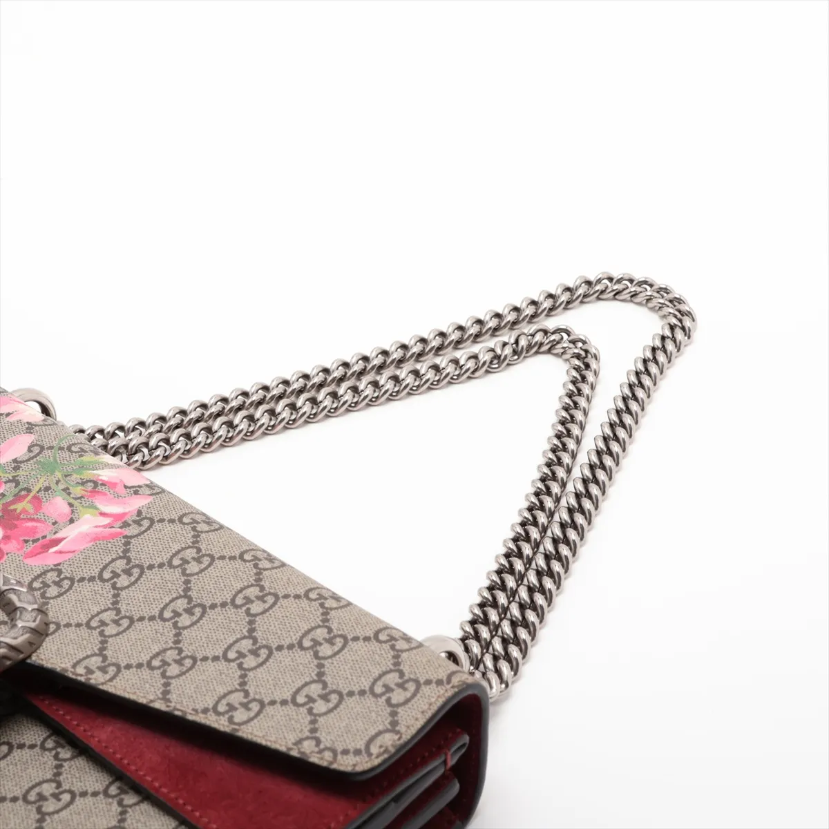 GG Blooms Dionysus 400249 PVC x Suede Chain Shoulder Bag, Beige — view 5