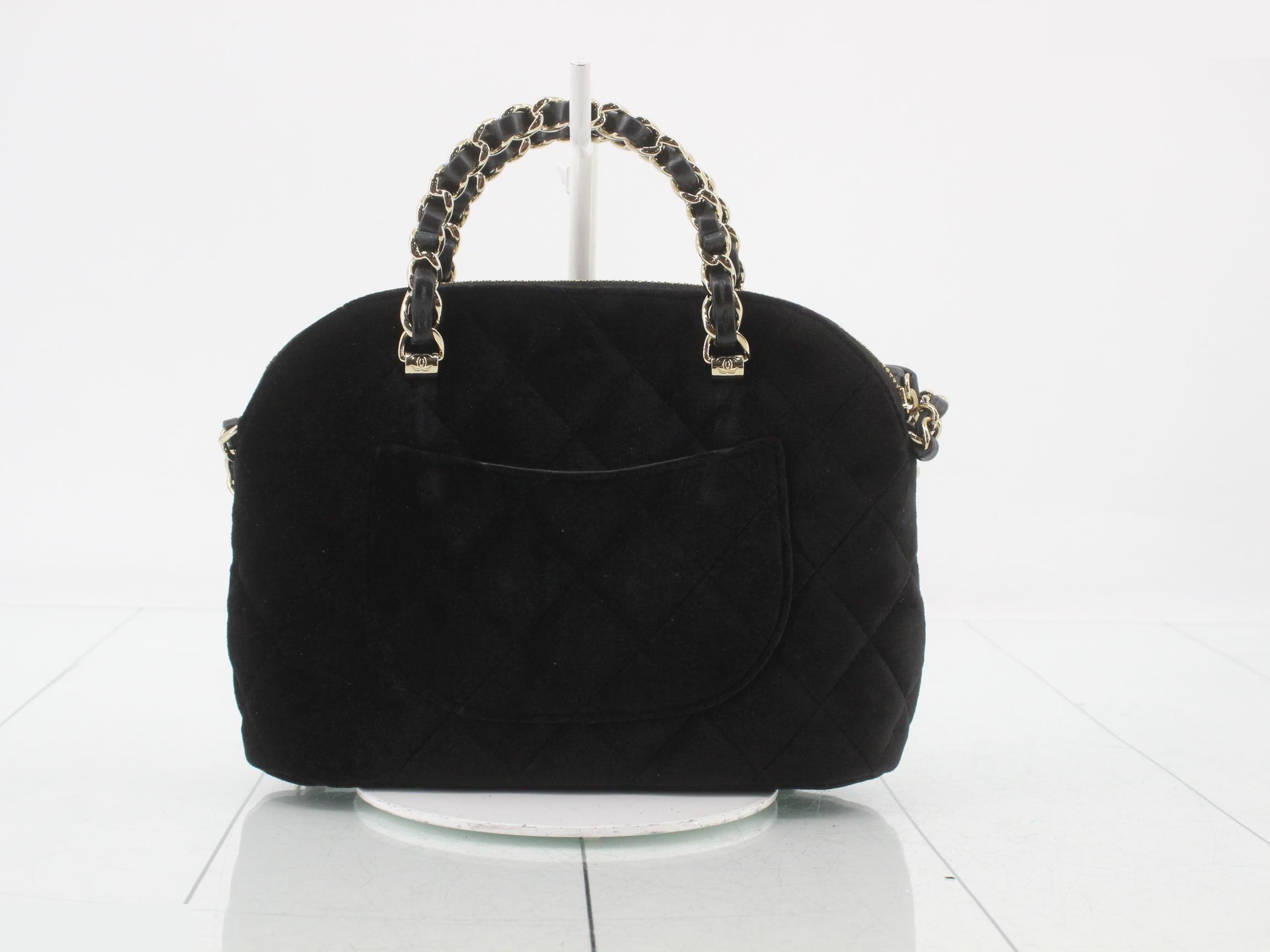 24B Velvet Coco Mark Chain Bag AS5130 Black — view 2