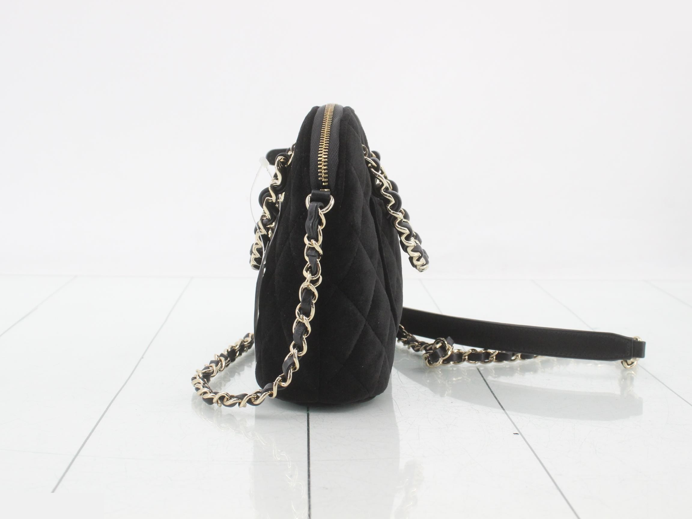 24B Velvet Coco Mark Chain Bag AS5130 Black — view 3