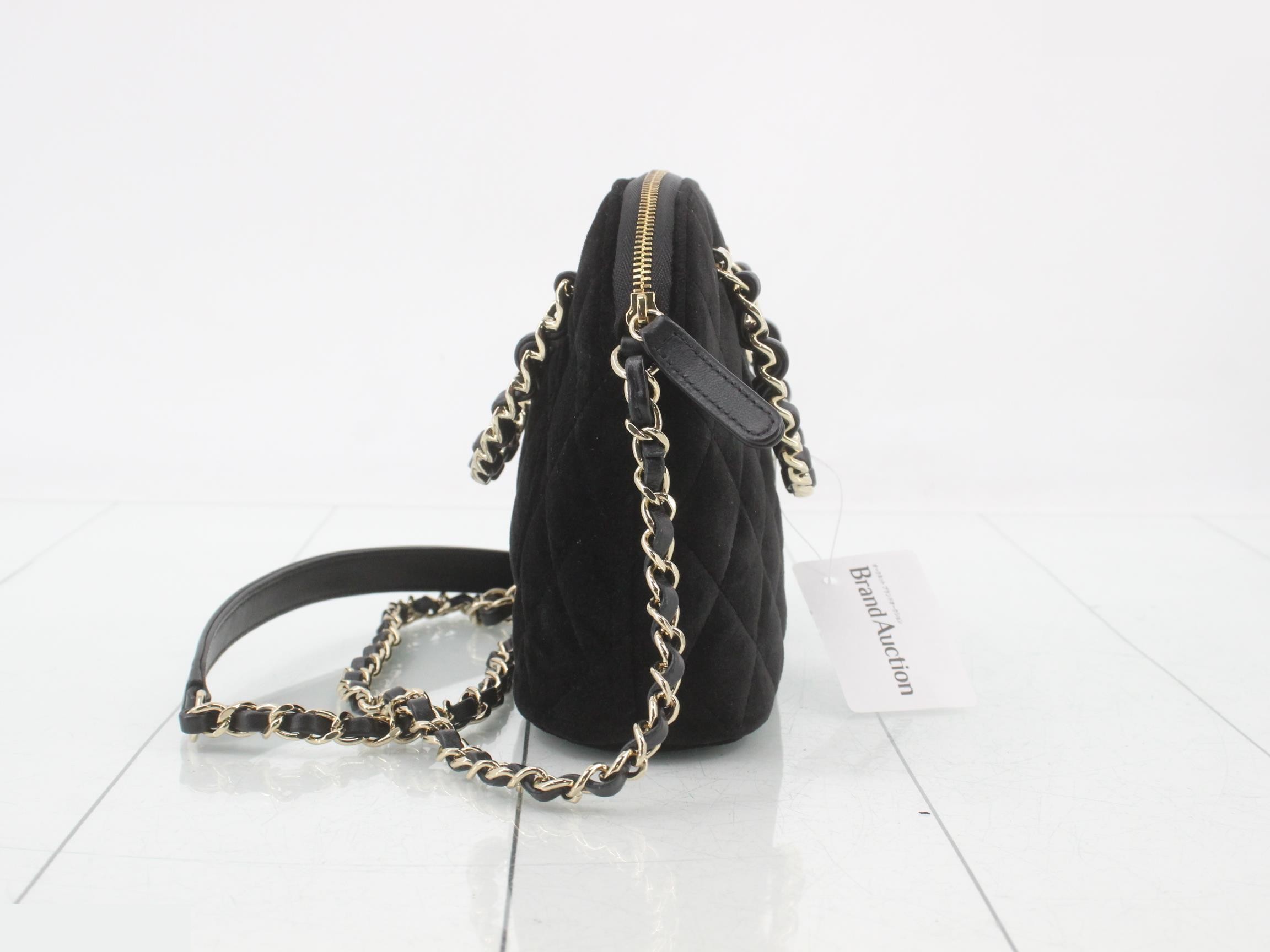 24B Velvet Coco Mark Chain Bag AS5130 Black — view 4