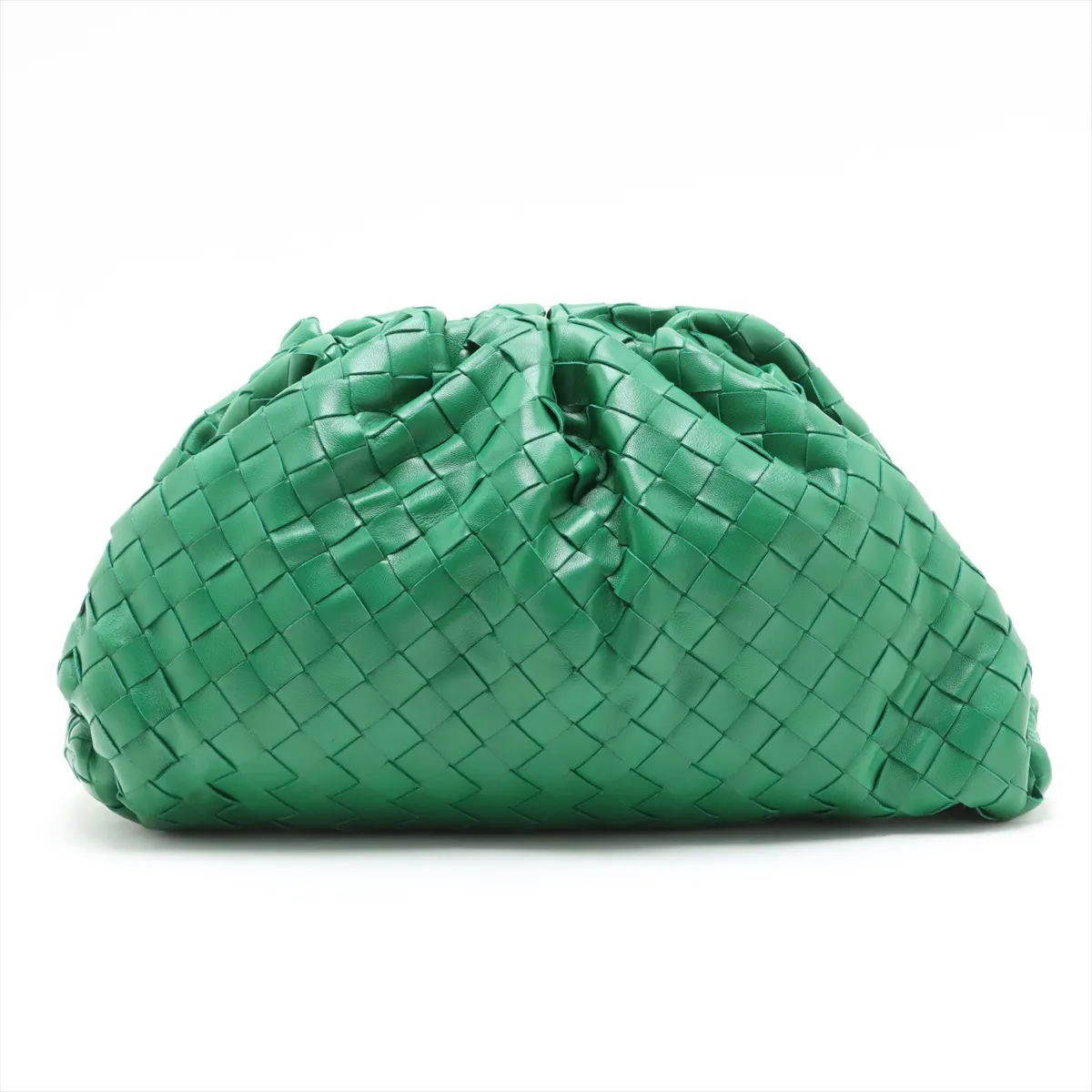Intrecciato Leather Clutch Bag Green — view 2