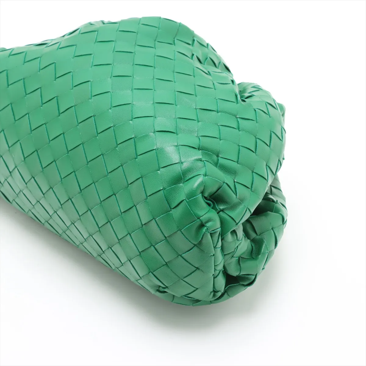 Intrecciato Leather Clutch Bag Green — view 3