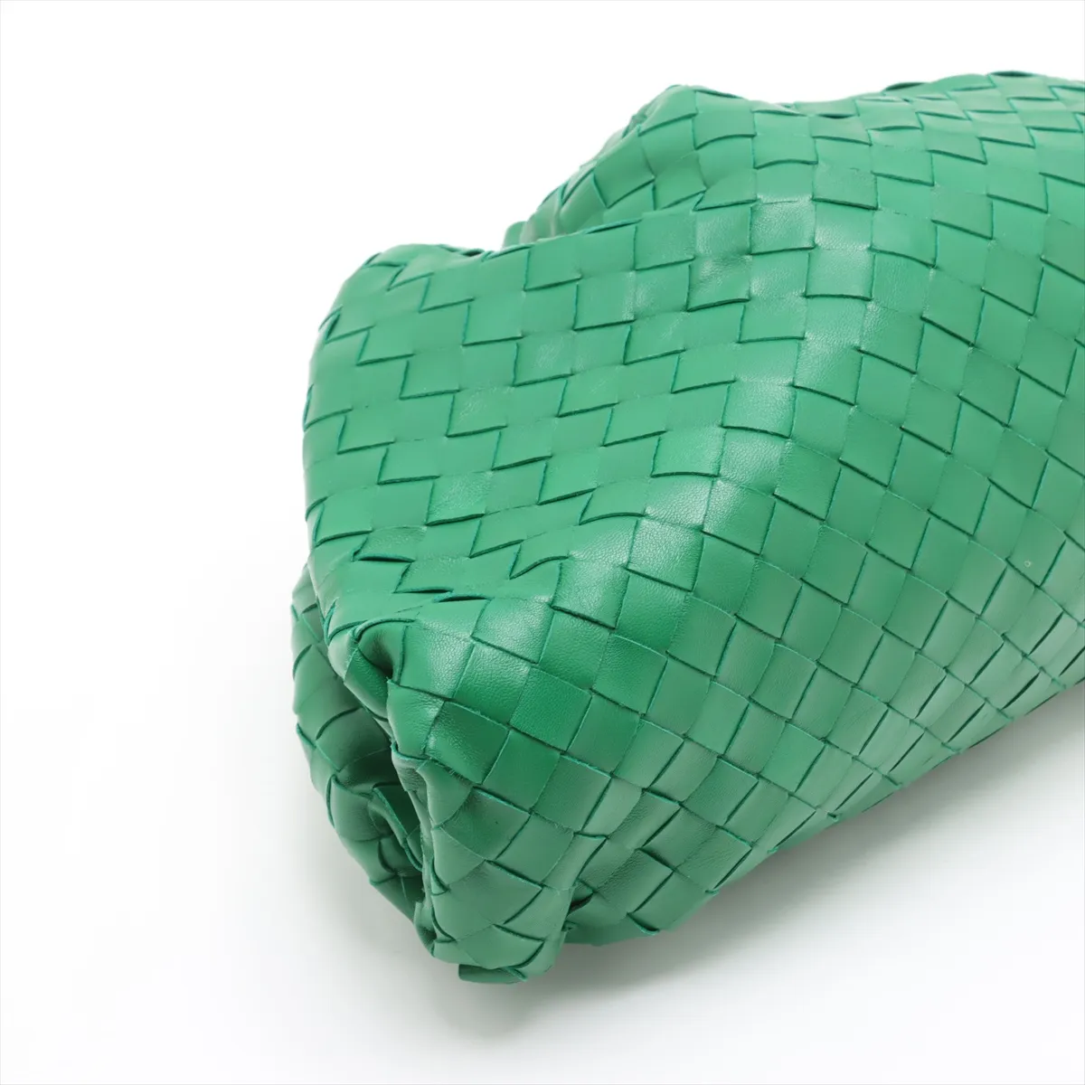 Intrecciato Leather Clutch Bag Green — view 4