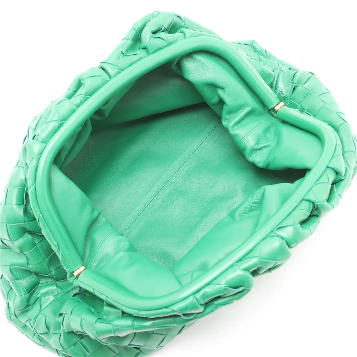 Intrecciato Leather Clutch Bag Green — view 5