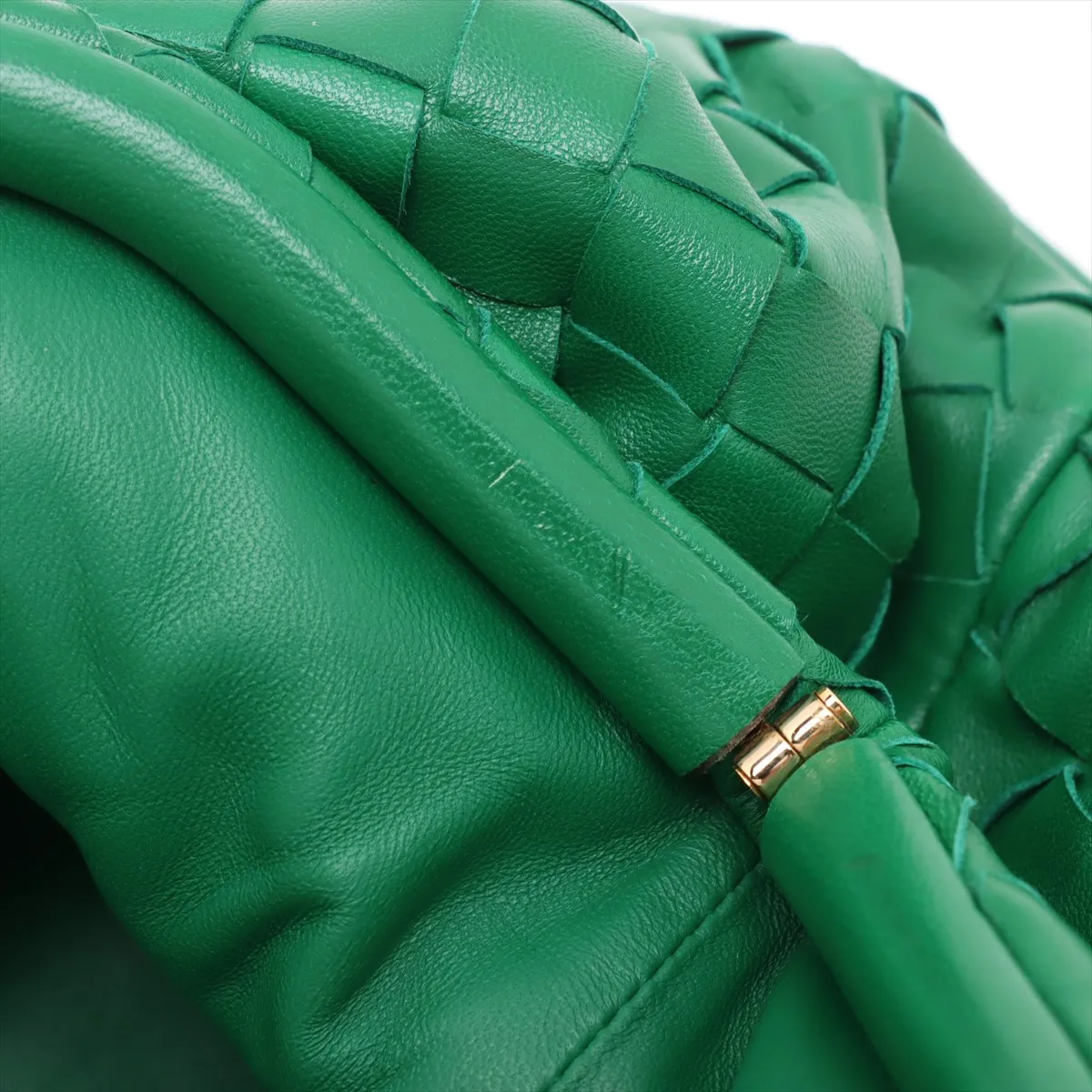 Intrecciato Leather Clutch Bag Green — view 7