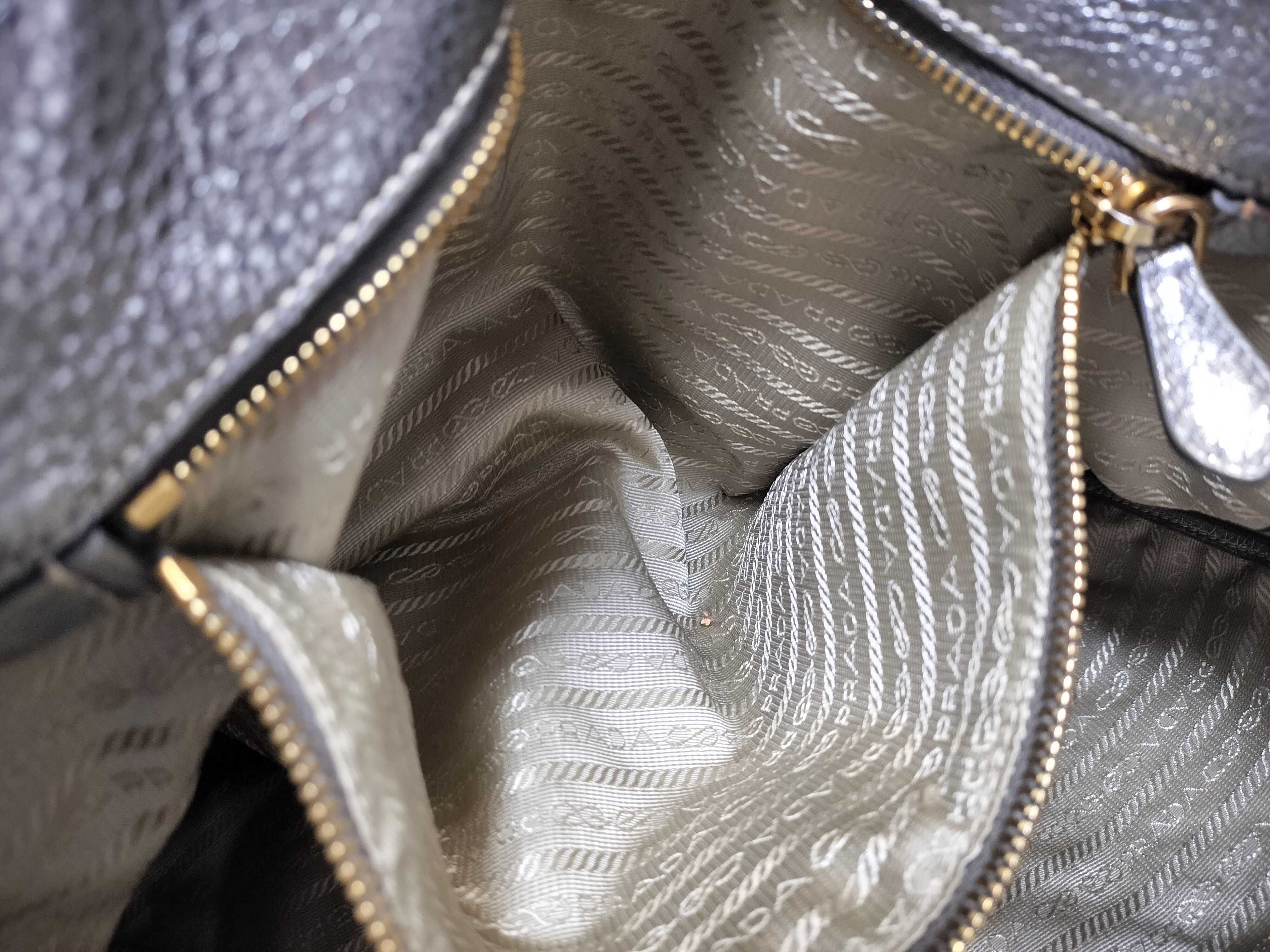Leather 2-Way Silver Tote Bag — view 11