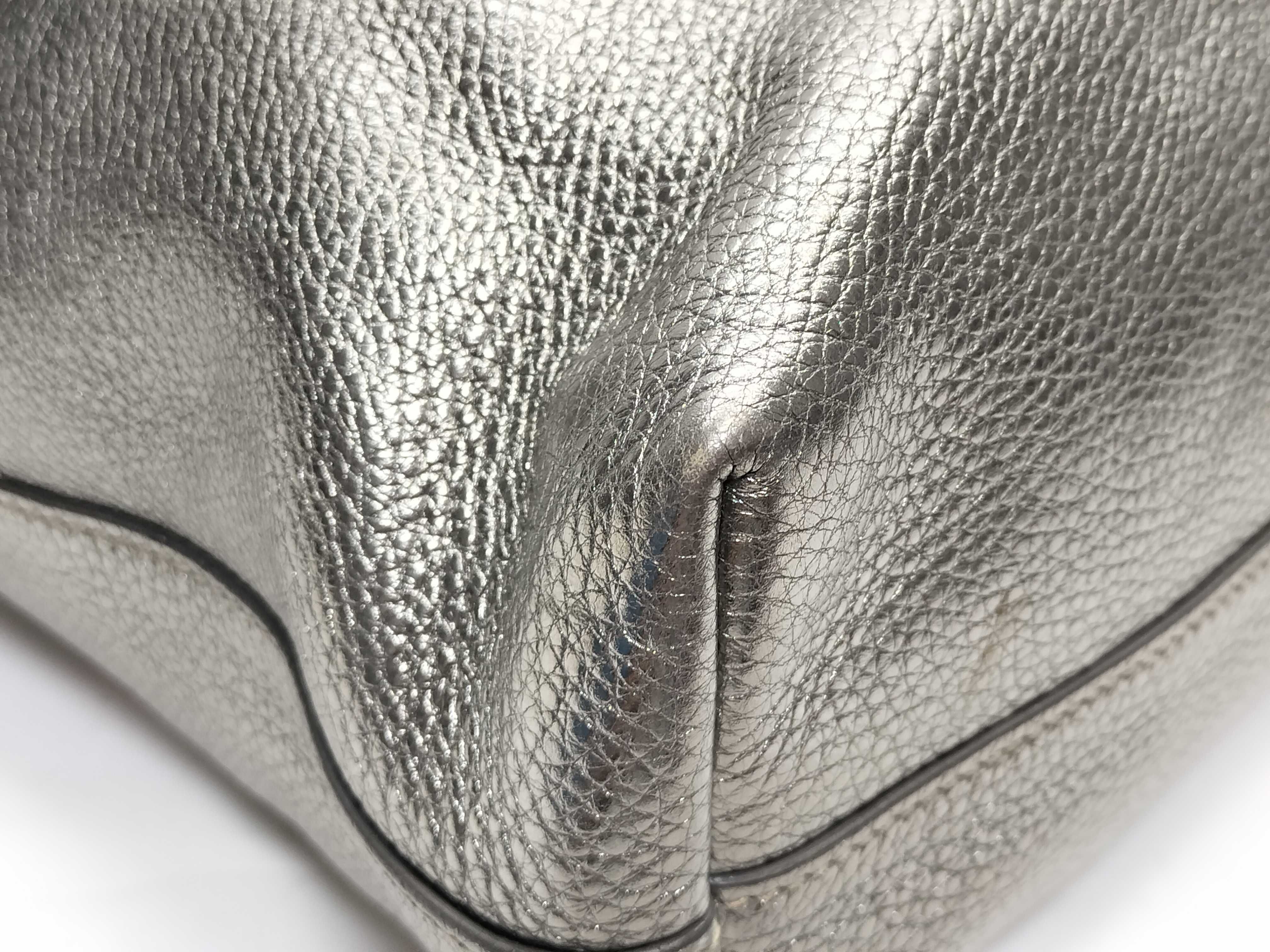 Leather 2-Way Silver Tote Bag — view 3
