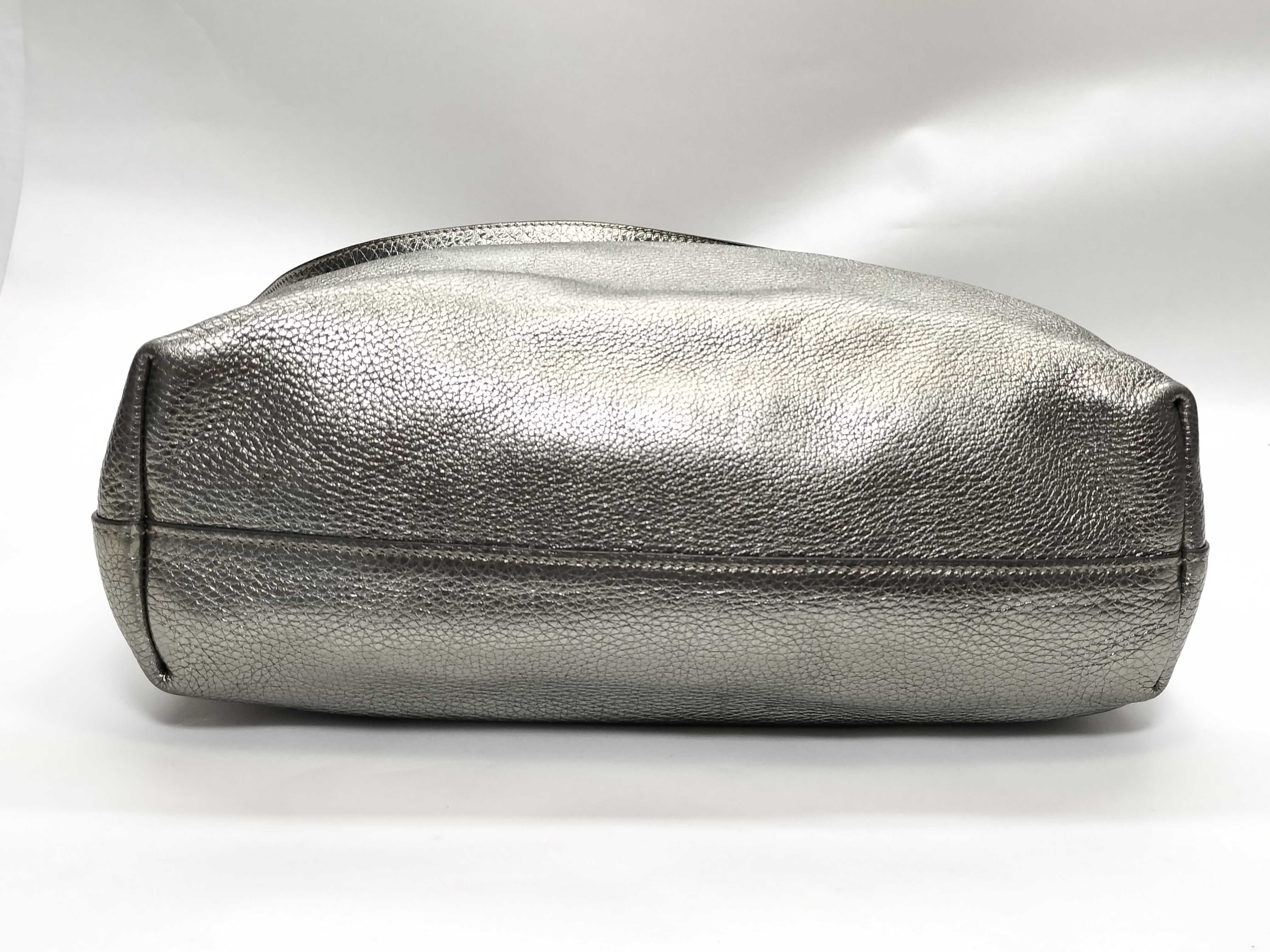 Leather 2-Way Silver Tote Bag — view 4