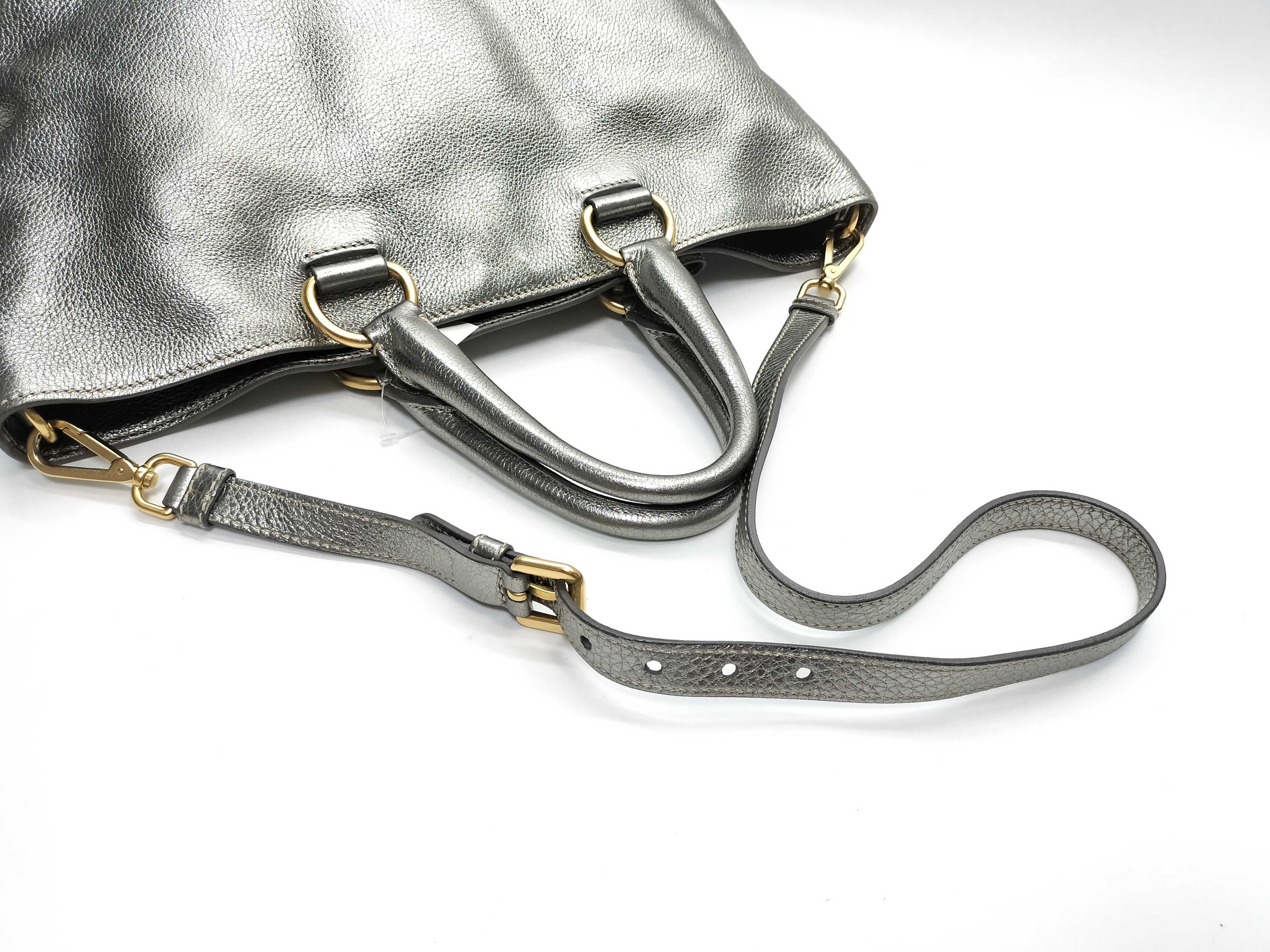 Leather 2-Way Silver Tote Bag — view 5