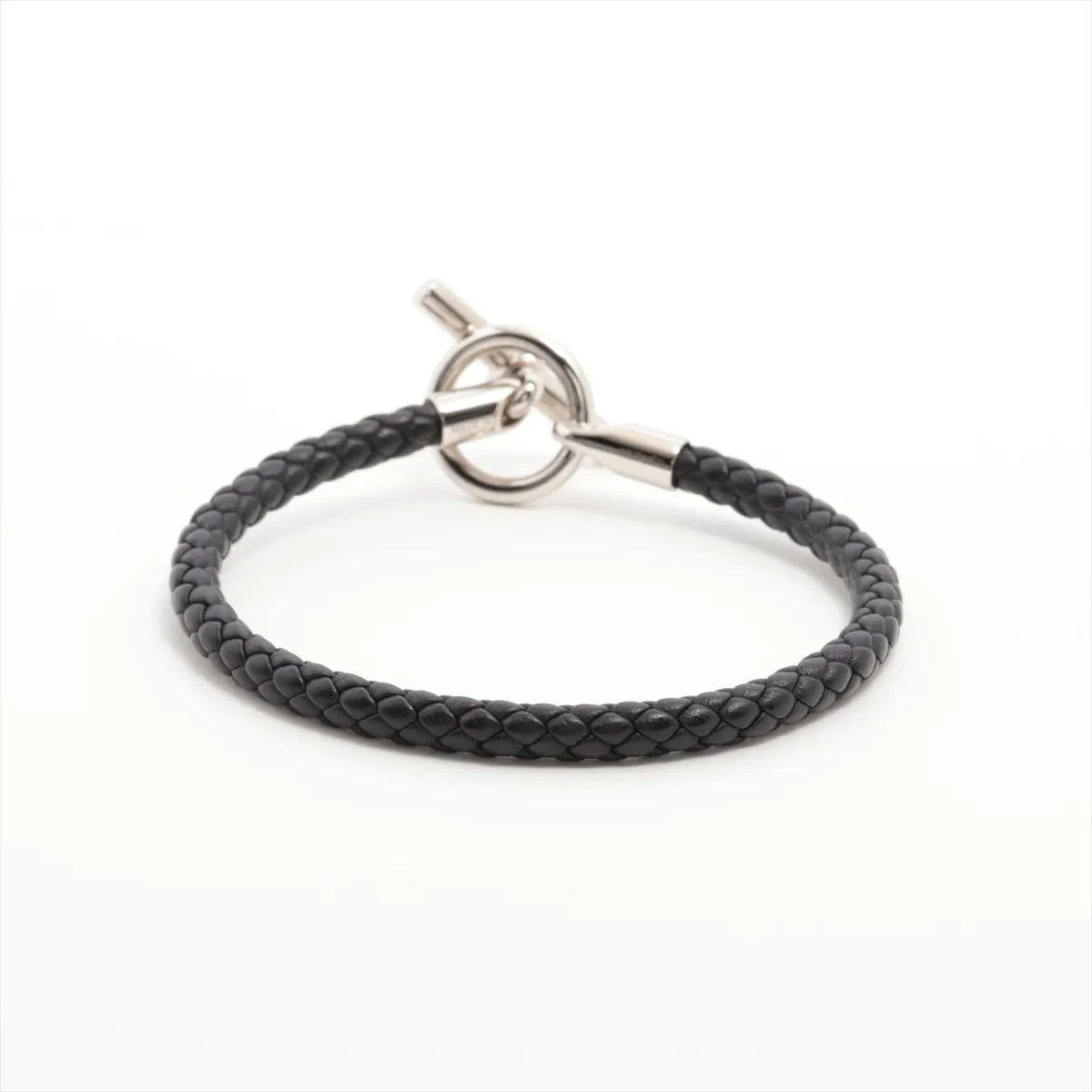 Grennan bracelet metal x leather silver x black — view 2