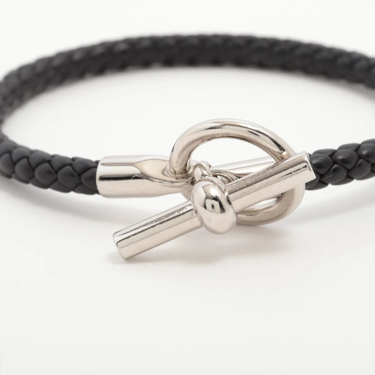 Grennan bracelet metal x leather silver x black — view 3
