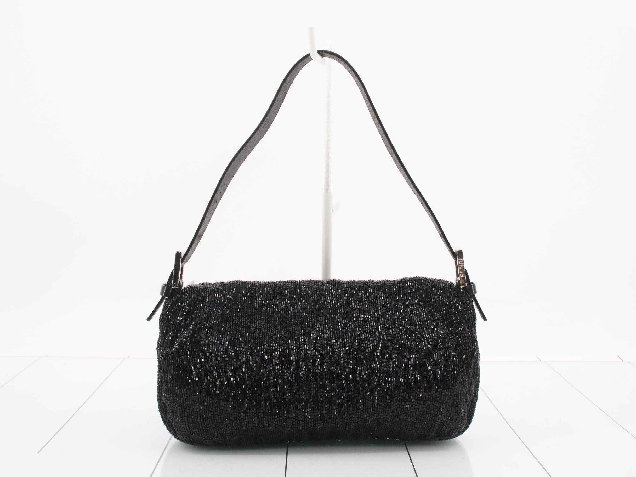 Mamma Bucket Beaded One-Shoulder Bag, Black — view 2