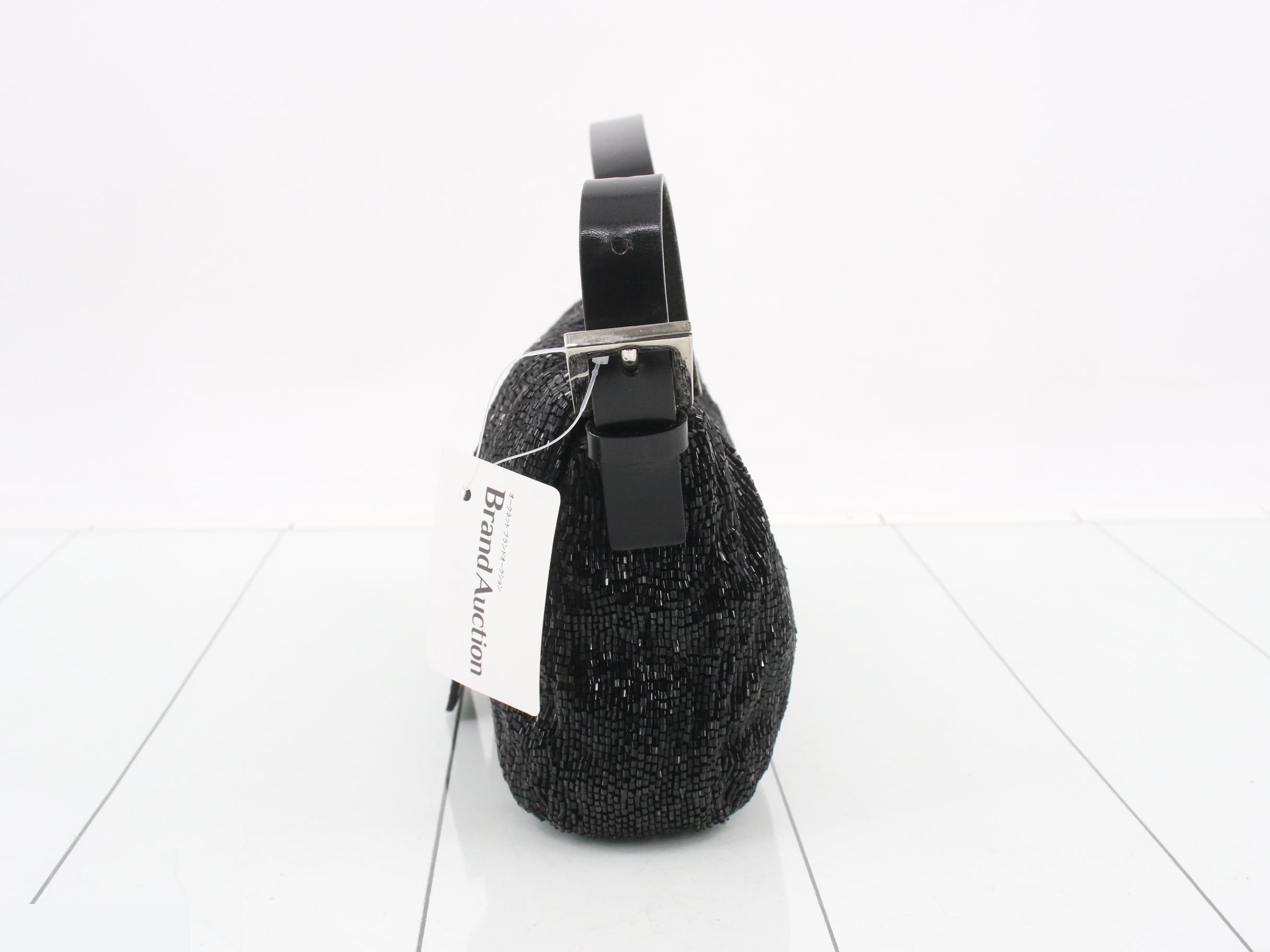 Mamma Bucket Beaded One-Shoulder Bag, Black — view 3