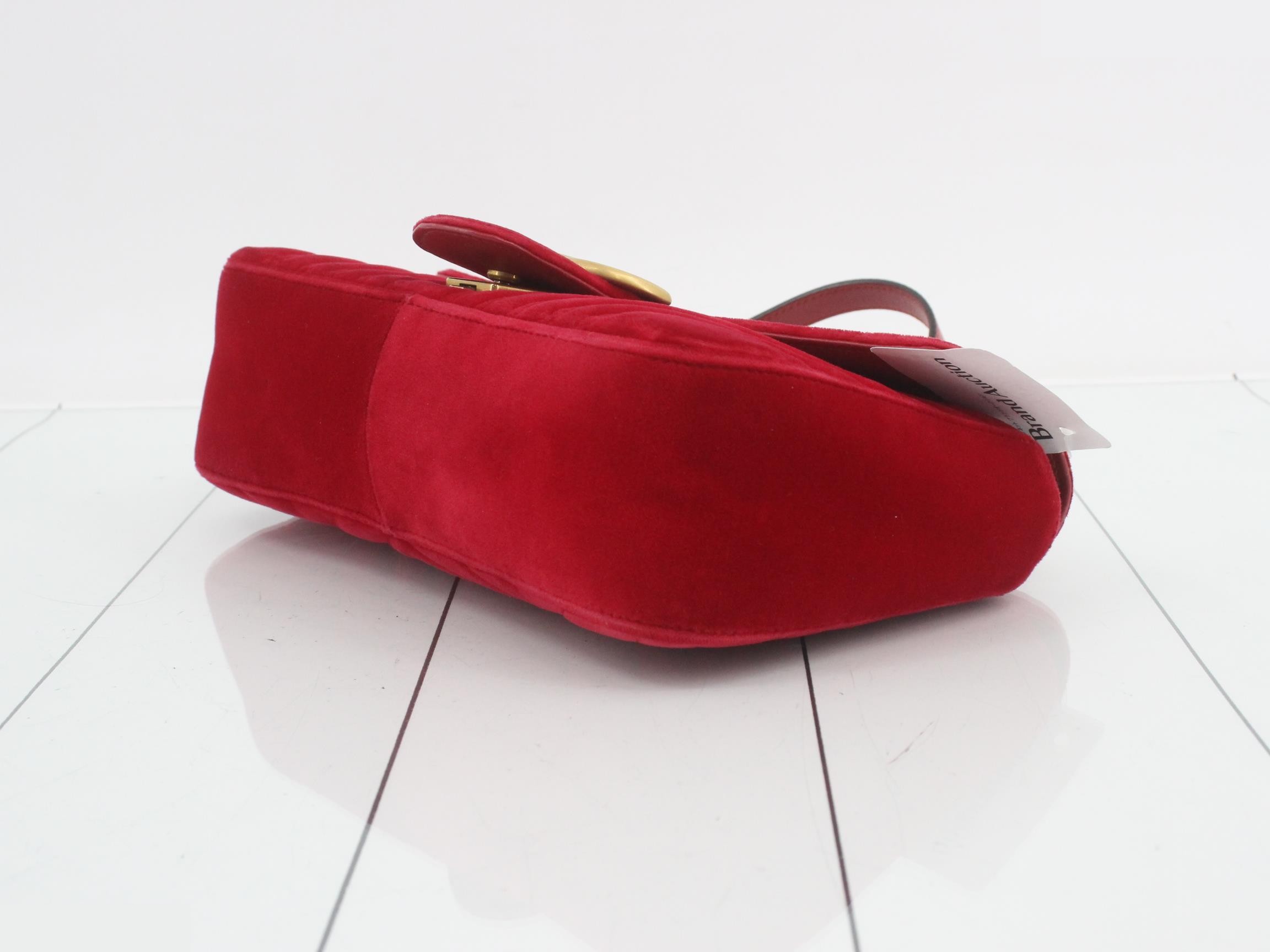GG Marmont Velvet Chain Shoulder Bag, Red — view 6