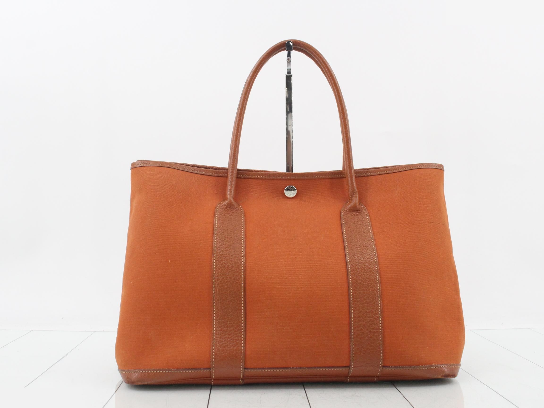 Garden Party PM Tote Bag, Orange, Toile H, I Stamp, I — view 2