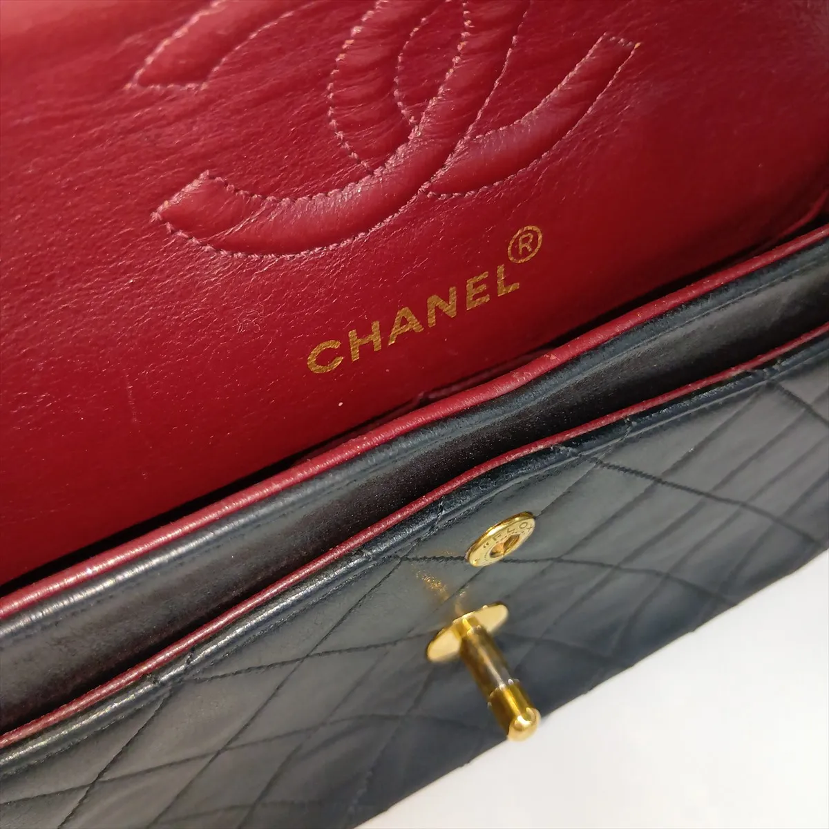 Matelassé 23 Small Lambskin Double Flap Double Chain Bag, Black with Gold Hardware, 1507545, Series 1, A01113 — view 13