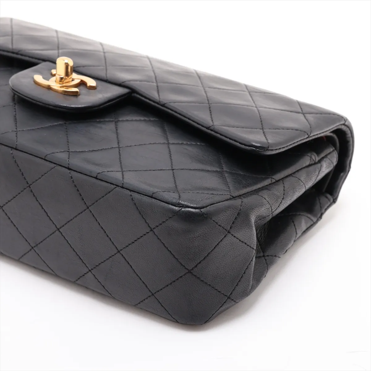 Matelassé 23 Small Lambskin Double Flap Double Chain Bag, Black with Gold Hardware, 1507545, Series 1, A01113 — view 3
