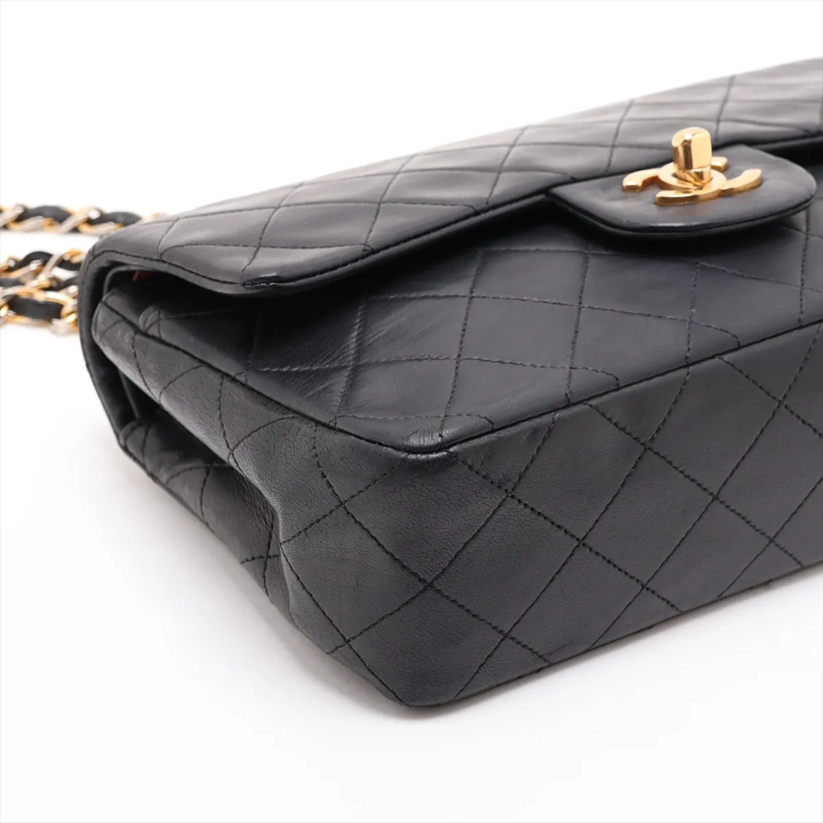 Matelassé 23 Small Lambskin Double Flap Double Chain Bag, Black with Gold Hardware, 1507545, Series 1, A01113 — view 4