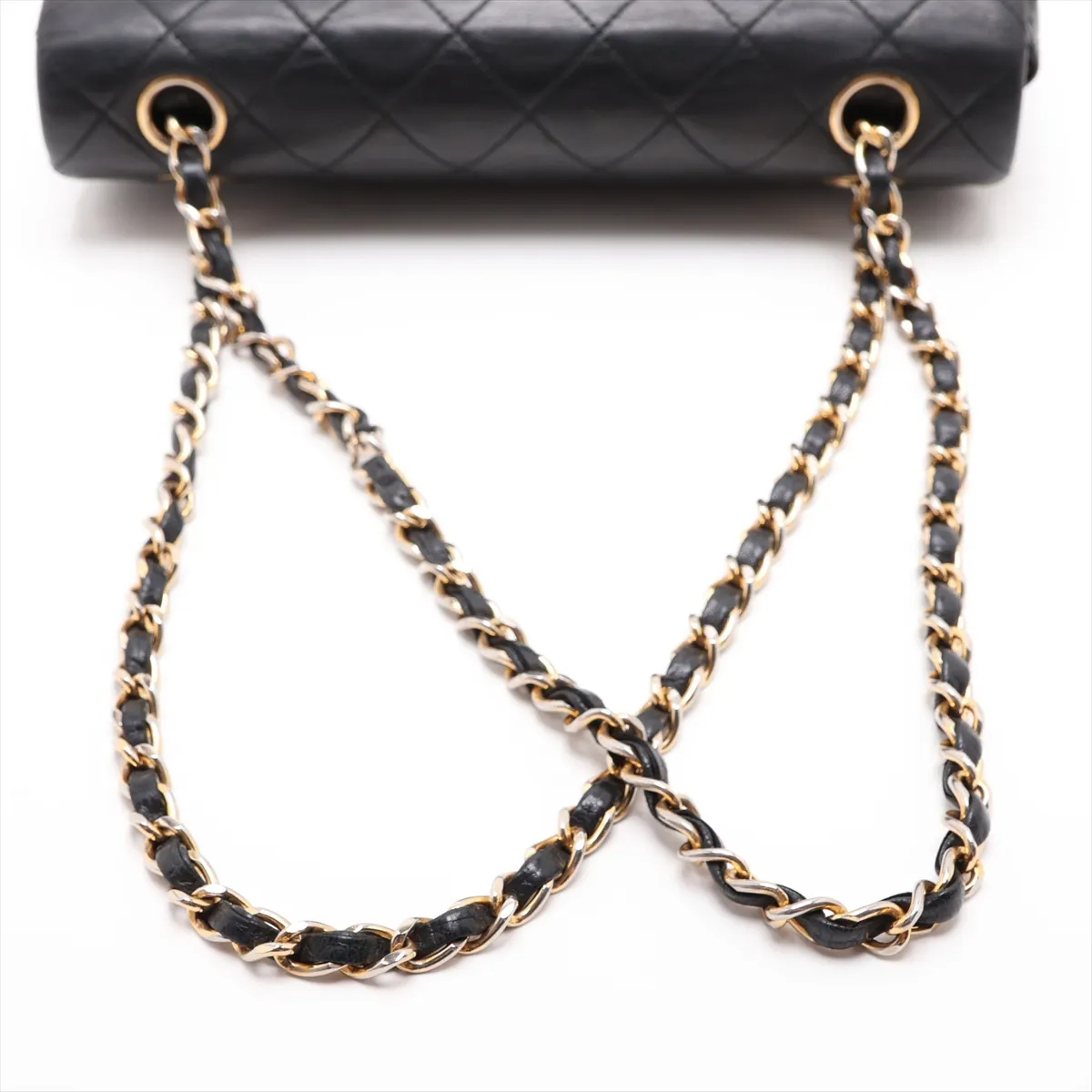 Matelassé 23 Small Lambskin Double Flap Double Chain Bag, Black with Gold Hardware, 1507545, Series 1, A01113 — view 5