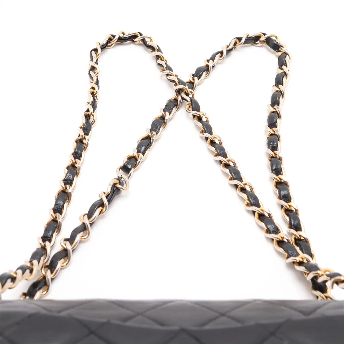Matelassé 23 Small Lambskin Double Flap Double Chain Bag, Black with Gold Hardware, 1507545, Series 1, A01113 — view 6