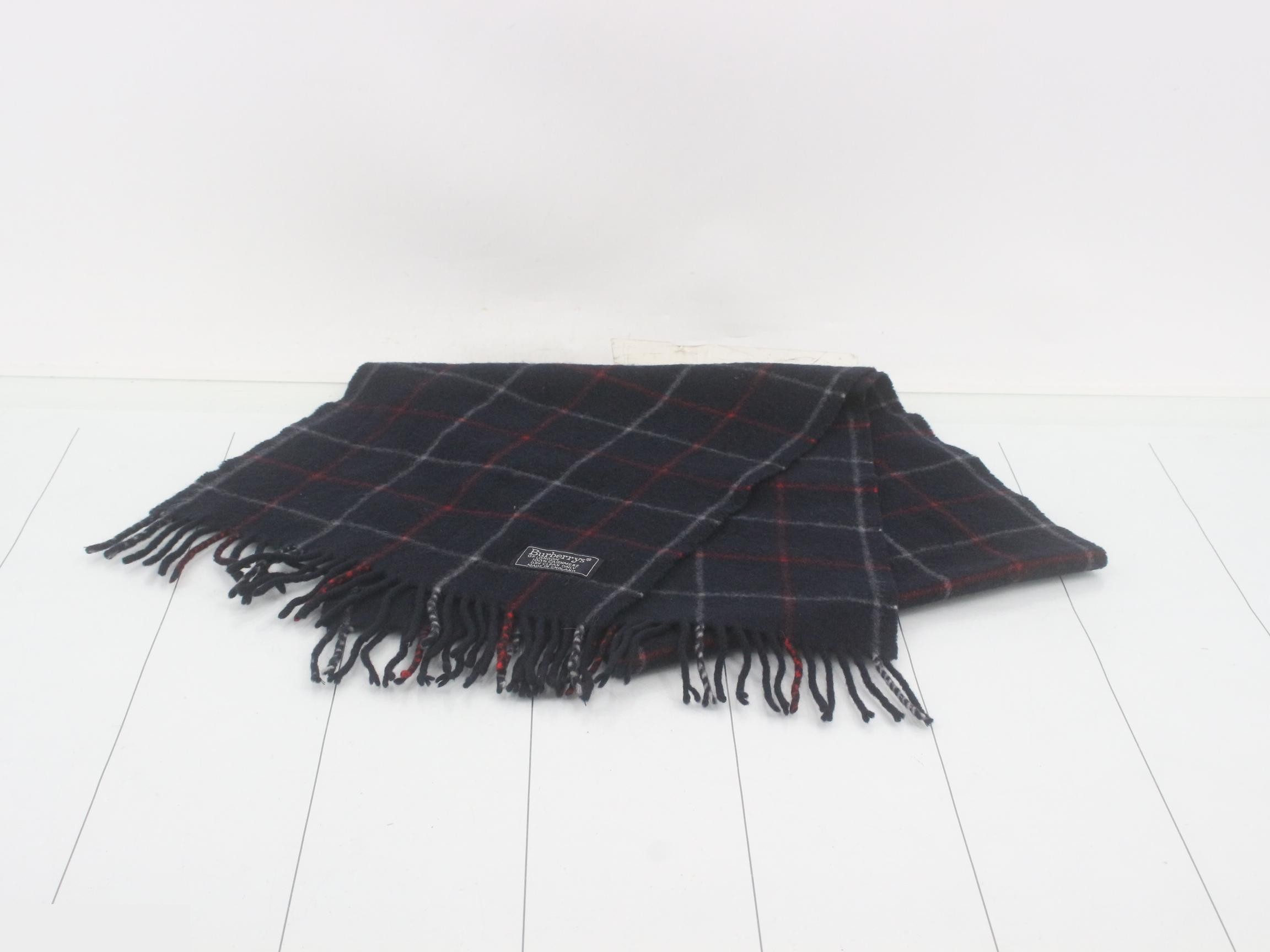 Tag attached, 100% cashmere check scarf — view 2