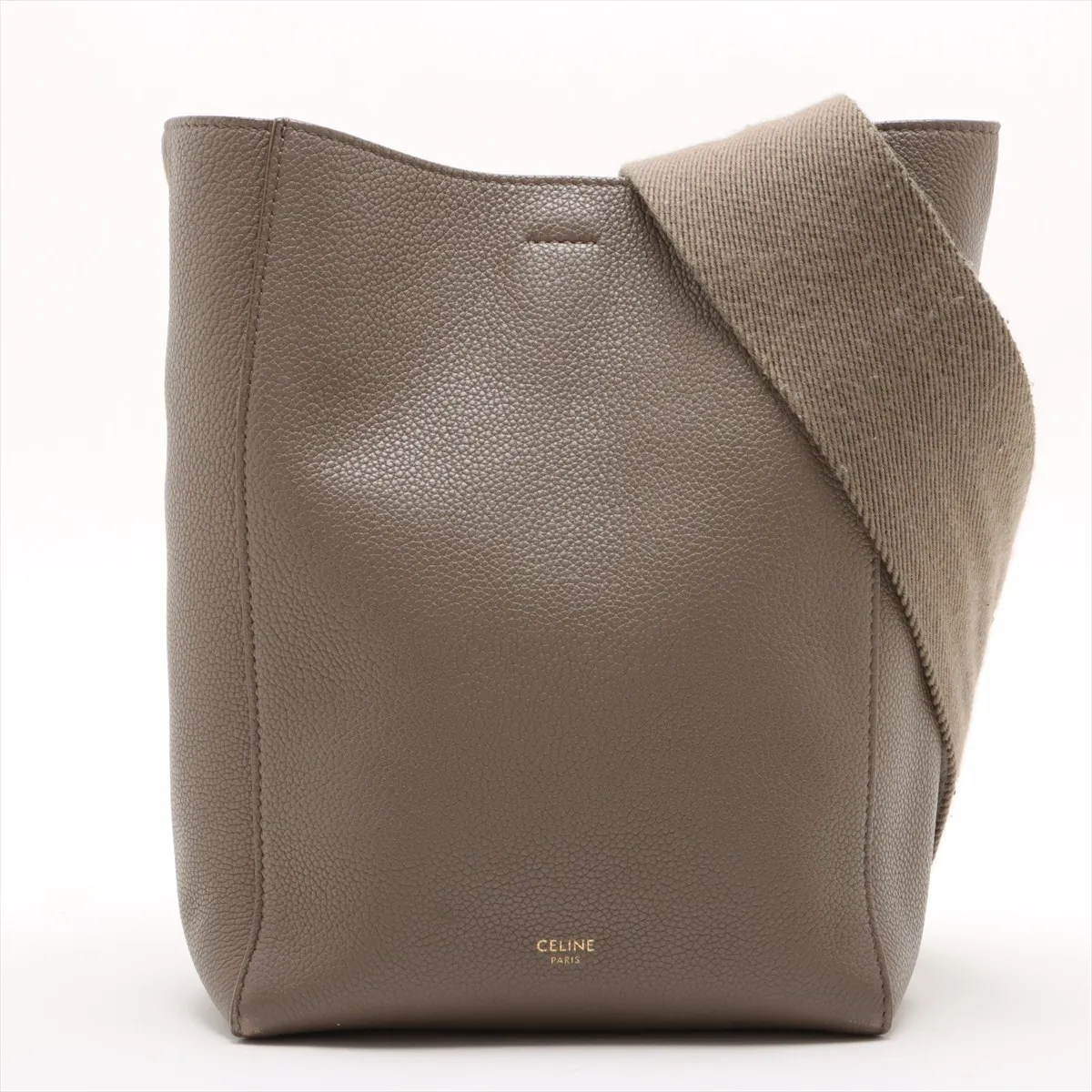 Sangle Bucket Small Leather Shoulder Bag Beige