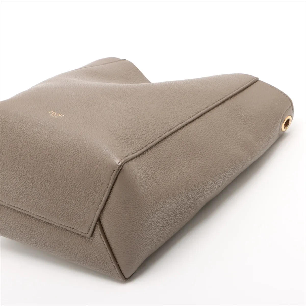 Sangle Bucket Small Leather Shoulder Bag Beige — view 3
