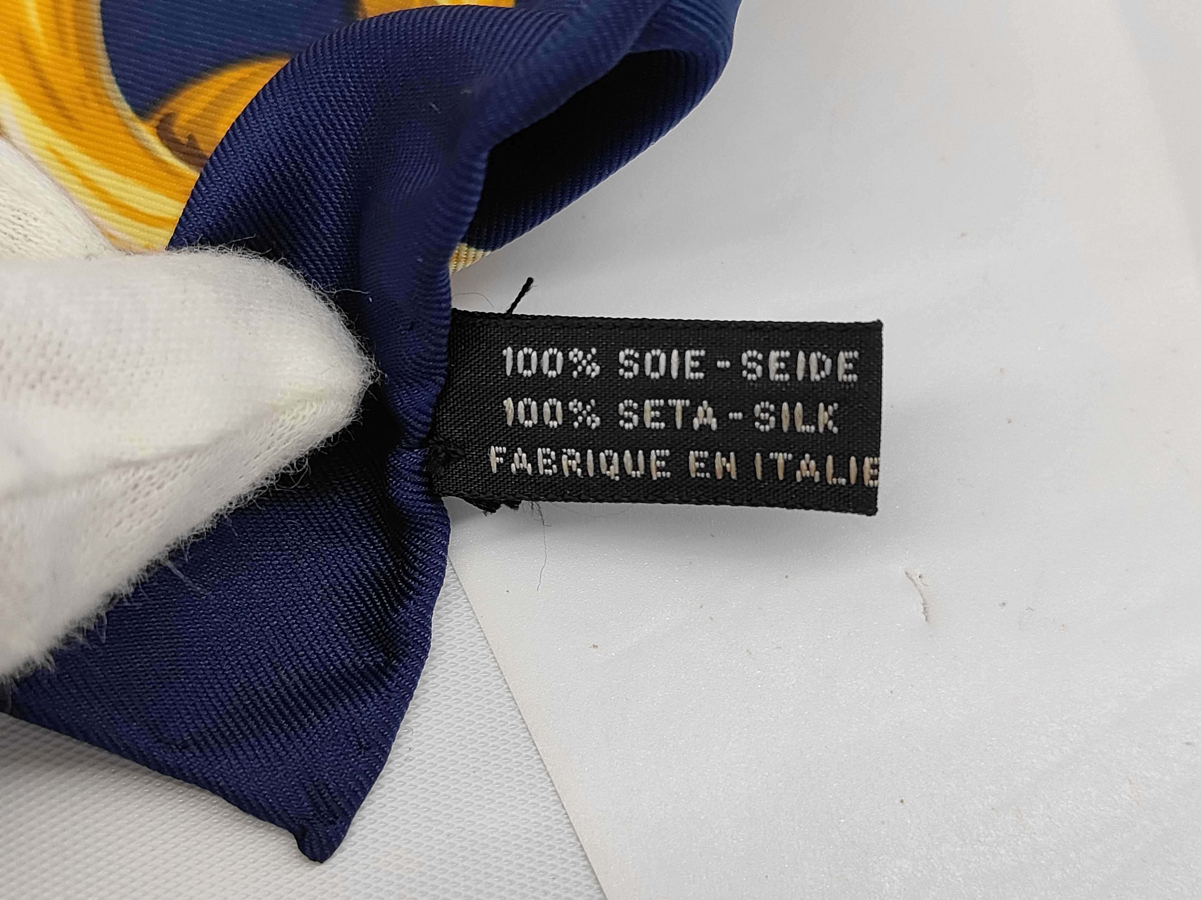 scarf, Coco Mark, chain pattern, logo, 100% silk, large size, with tag, navy, other accessories. — view 5
