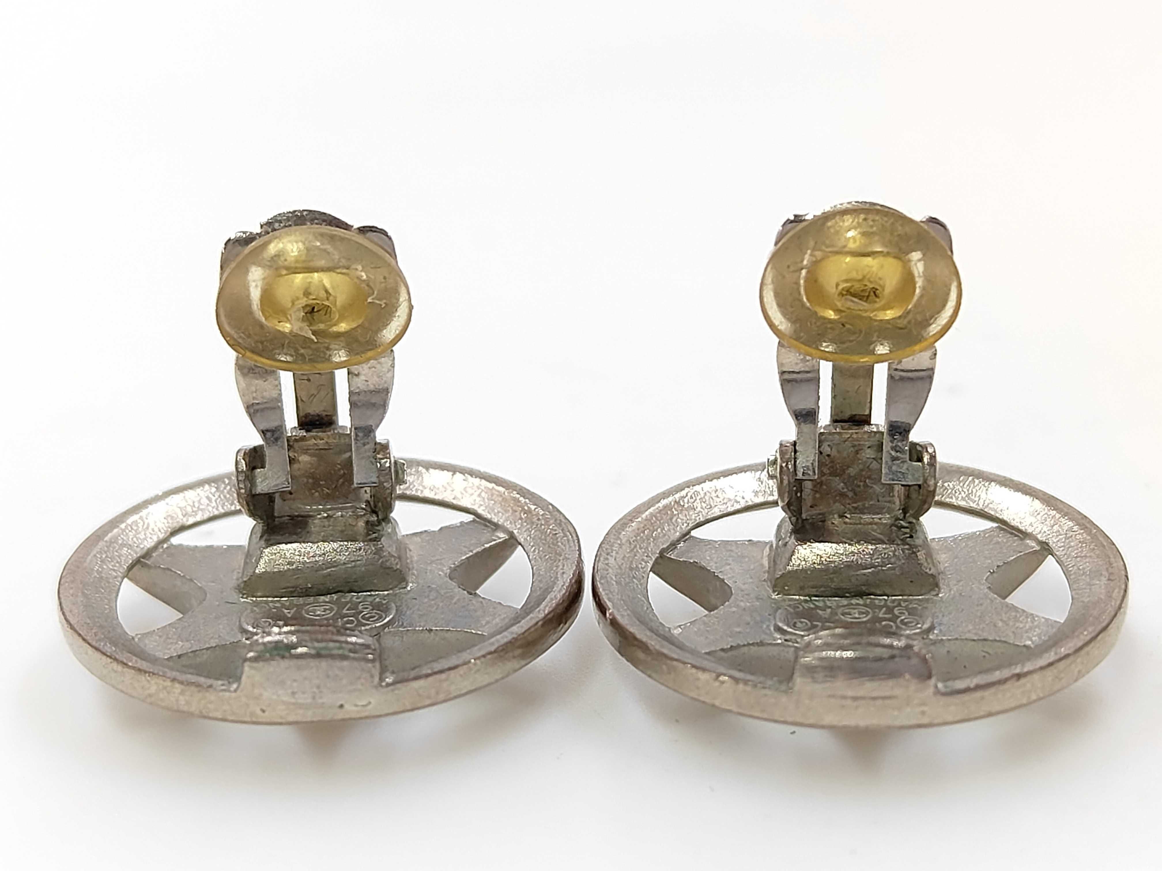 Silver Metal Coco Mark Earrings — view 4
