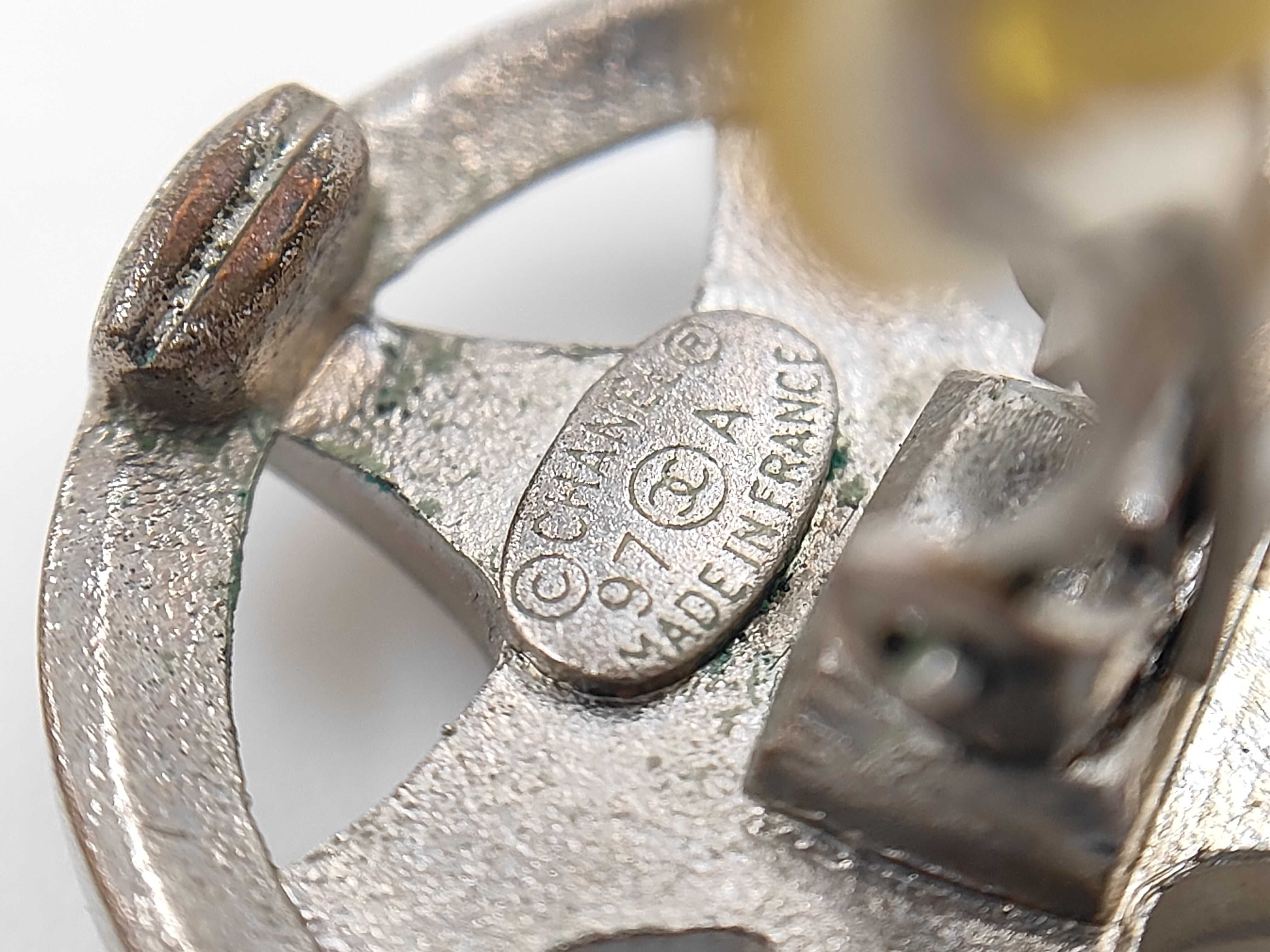 Silver Metal Coco Mark Earrings — view 5