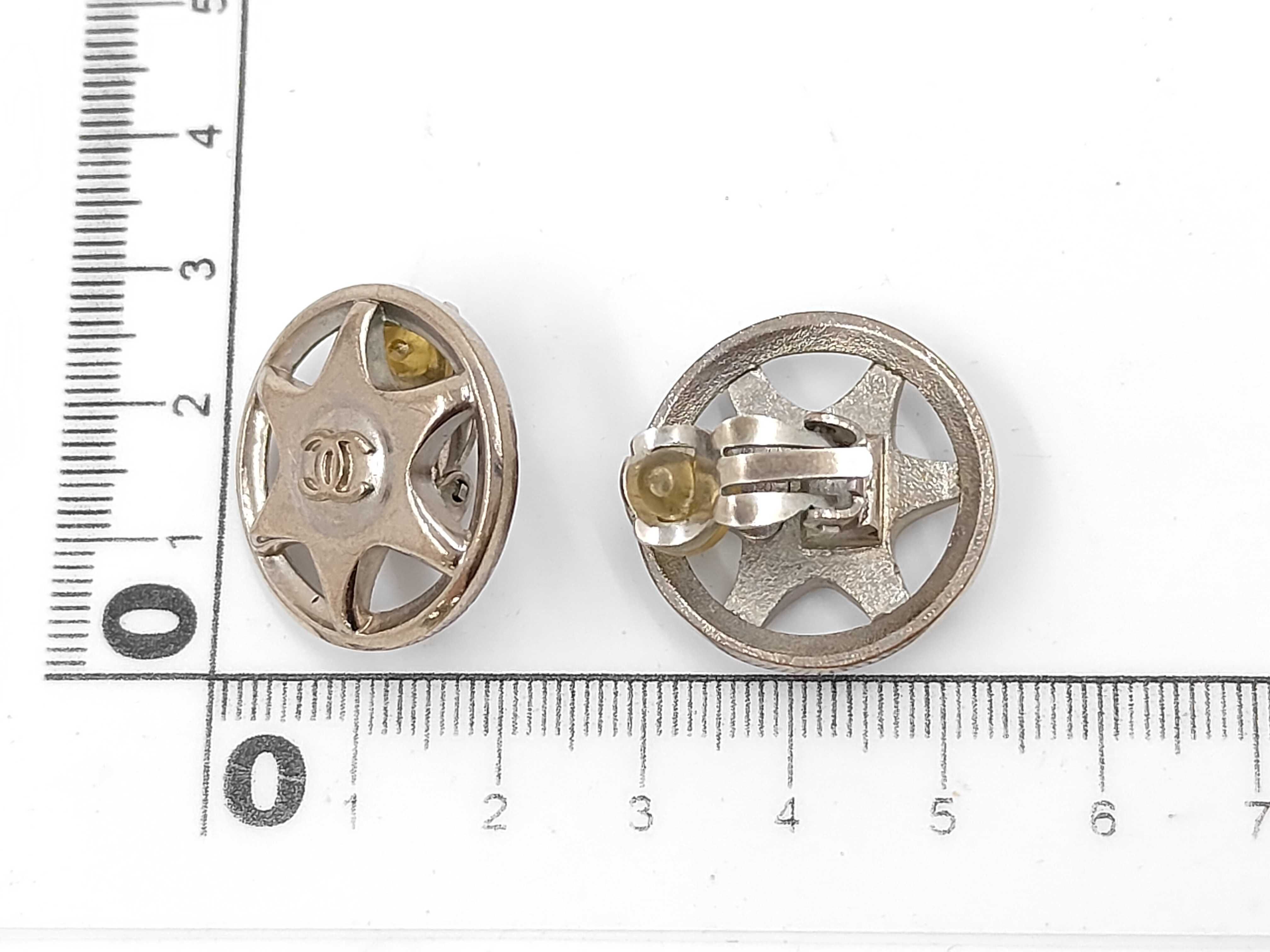 Silver Metal Coco Mark Earrings — view 6