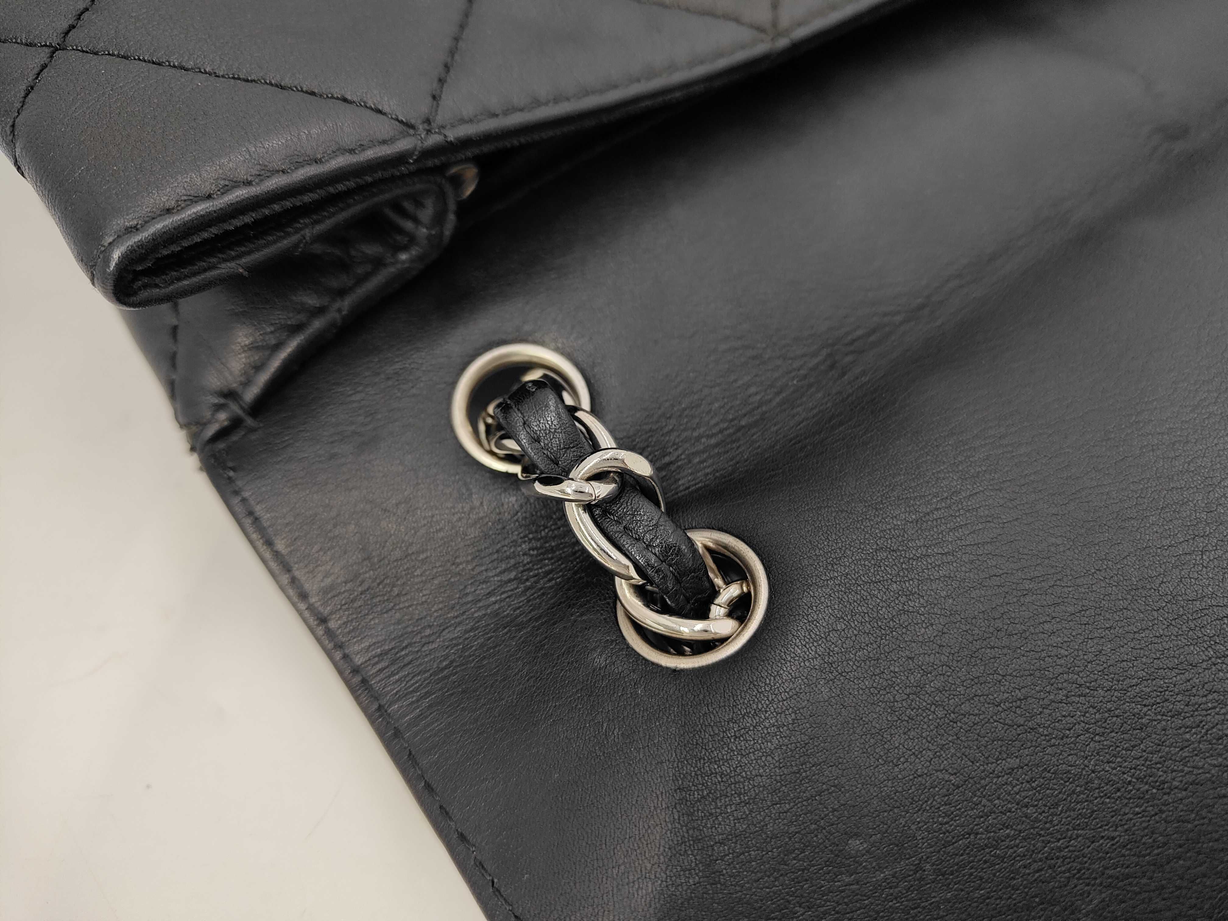 Matelassé Double Chain Shoulder Bag, Lambskin, Black, Silver Hardware, 15828133, Seal, 32x23x9cm, Shoulder Strap Approx. 60-100cm, Shoulder Bag — view 7