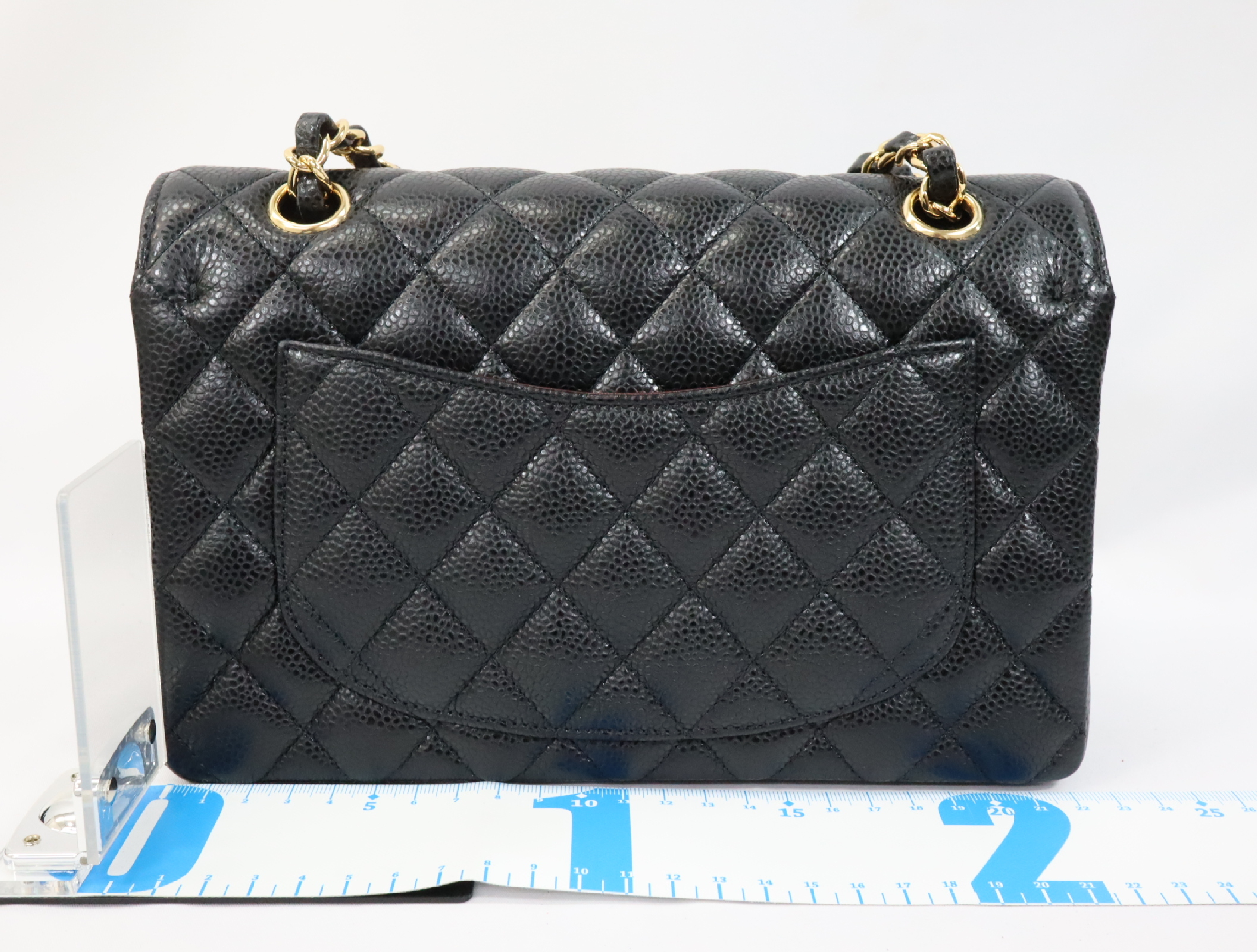 Matelassé 23 Caviar Skin Double Flap Shoulder Bag, Black, Serial Number , Gold Hardware, A01113? — view 2