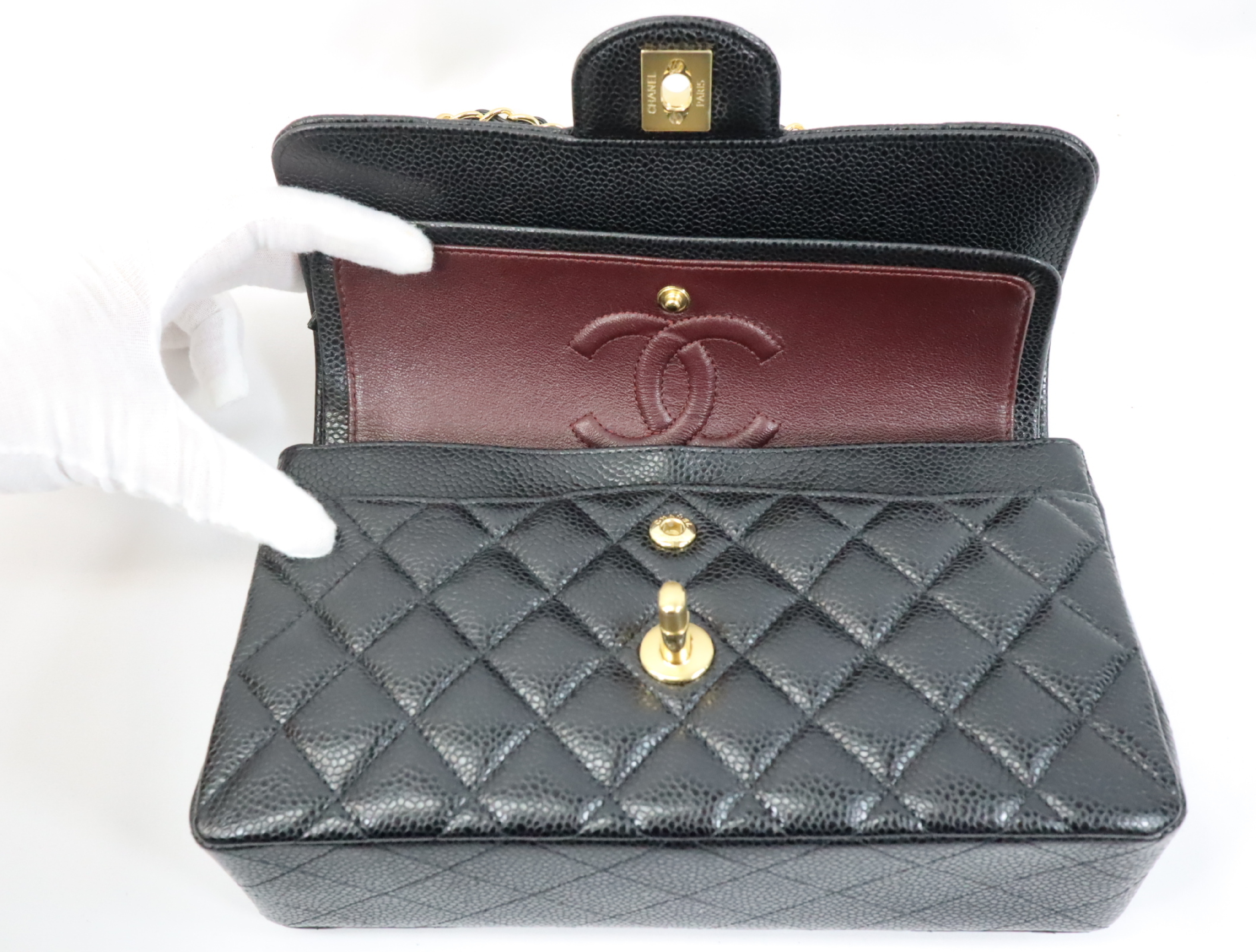 Matelassé 23 Caviar Skin Double Flap Shoulder Bag, Black, Serial Number , Gold Hardware, A01113? — view 12