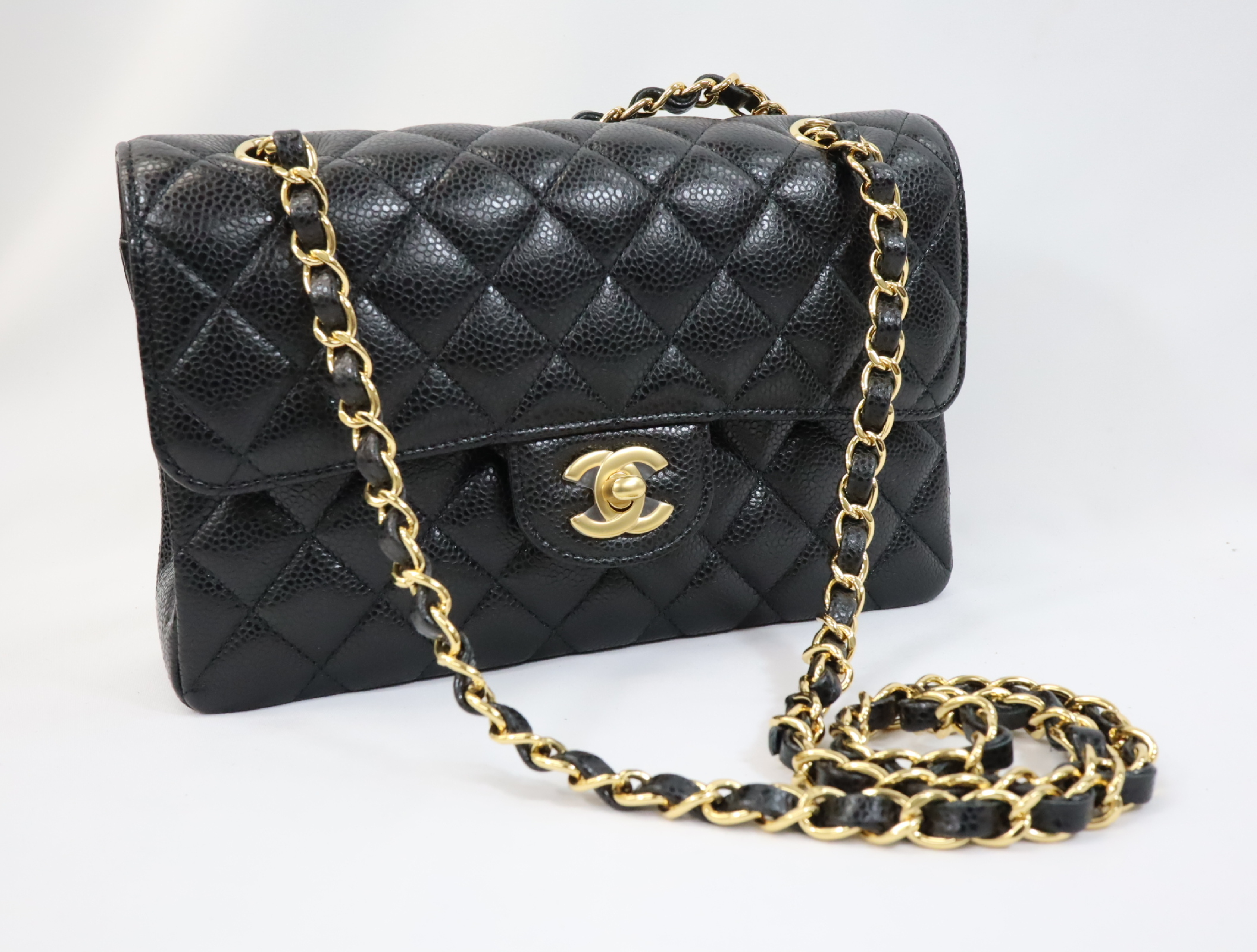 Matelassé 23 Caviar Skin Double Flap Shoulder Bag, Black, Serial Number , Gold Hardware, A01113? — view 3