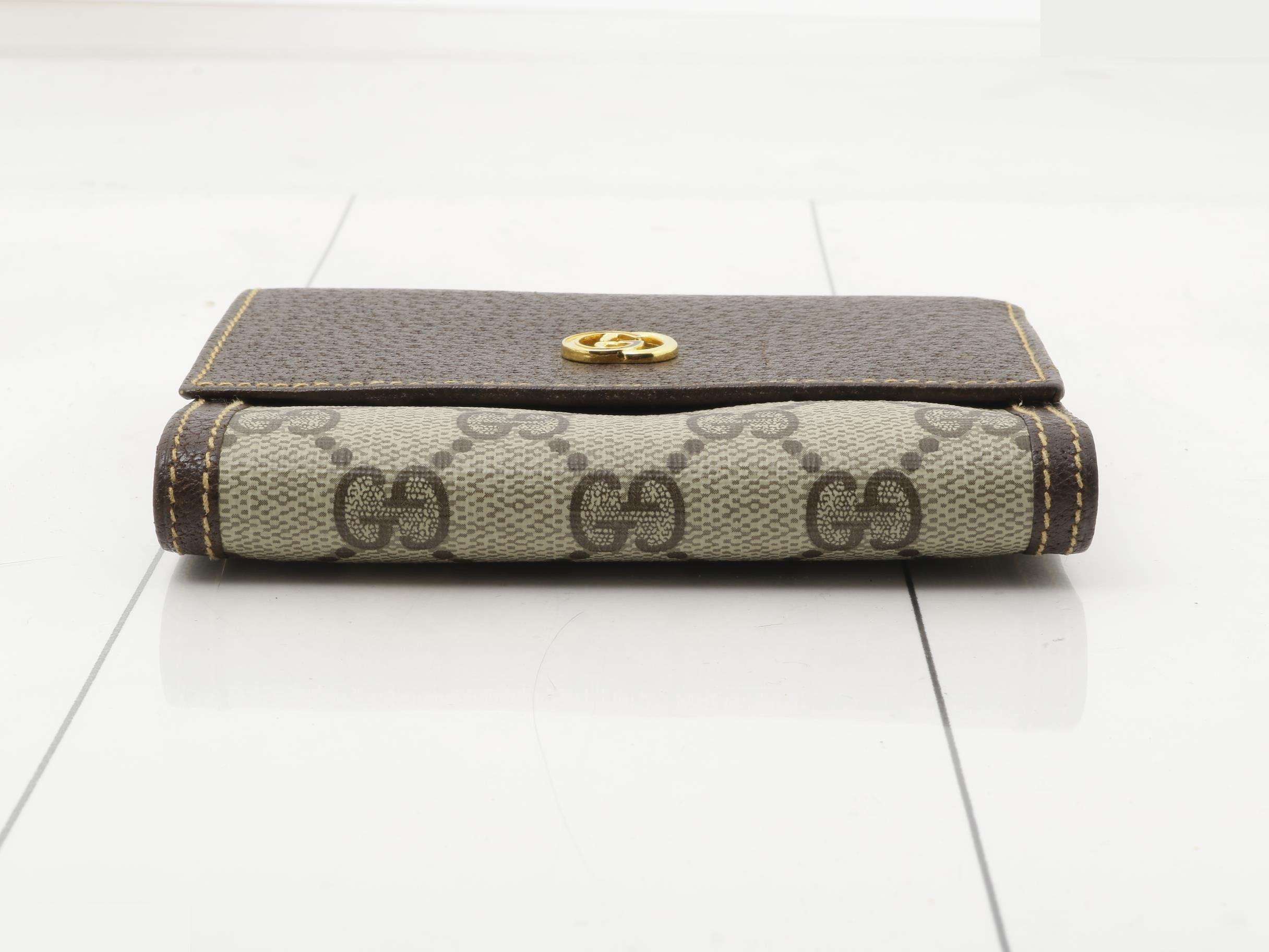 GG Plus Tri-fold Wallet, Clasp Closure, PVC, Brown — view 3