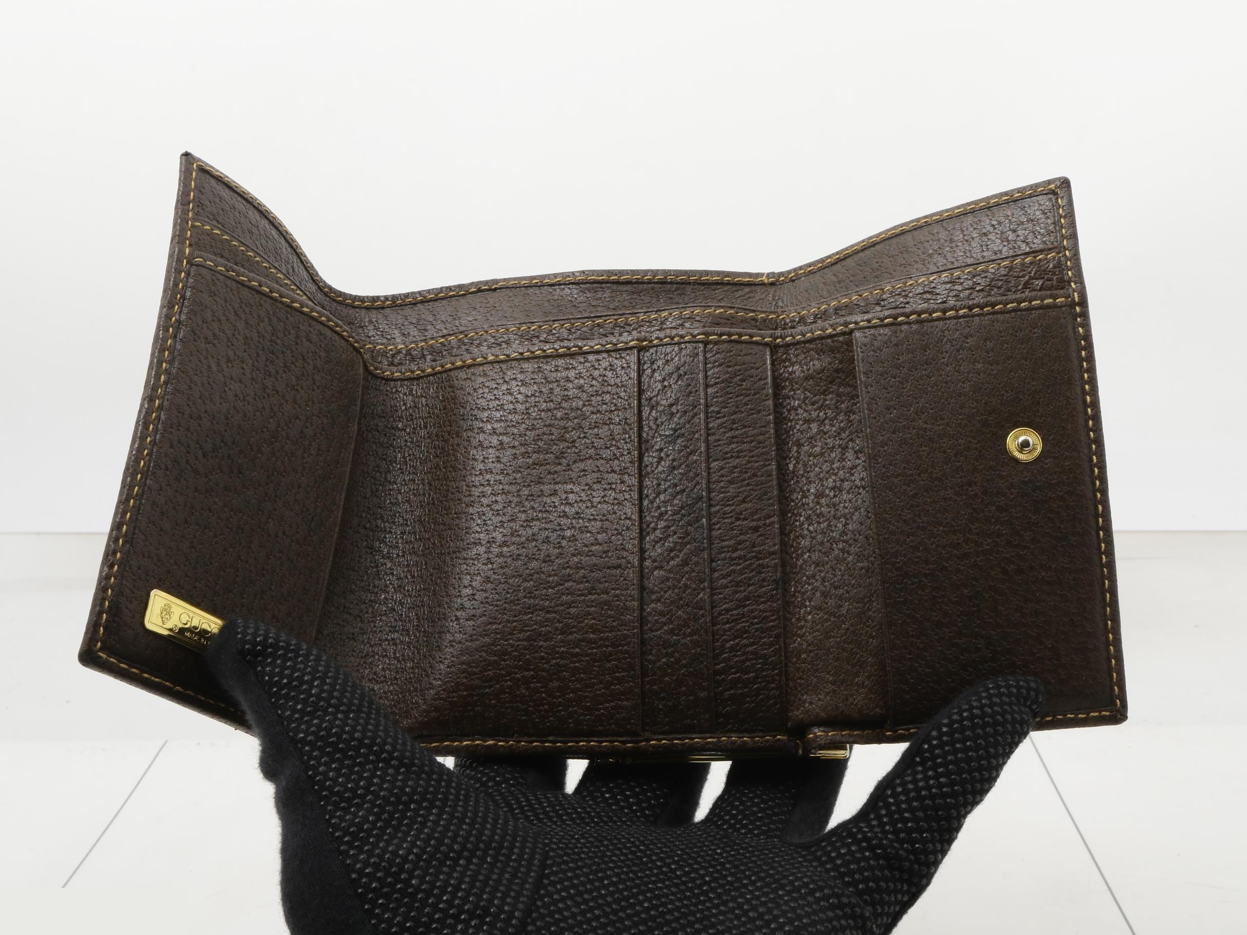 GG Plus Tri-fold Wallet, Clasp Closure, PVC, Brown — view 4