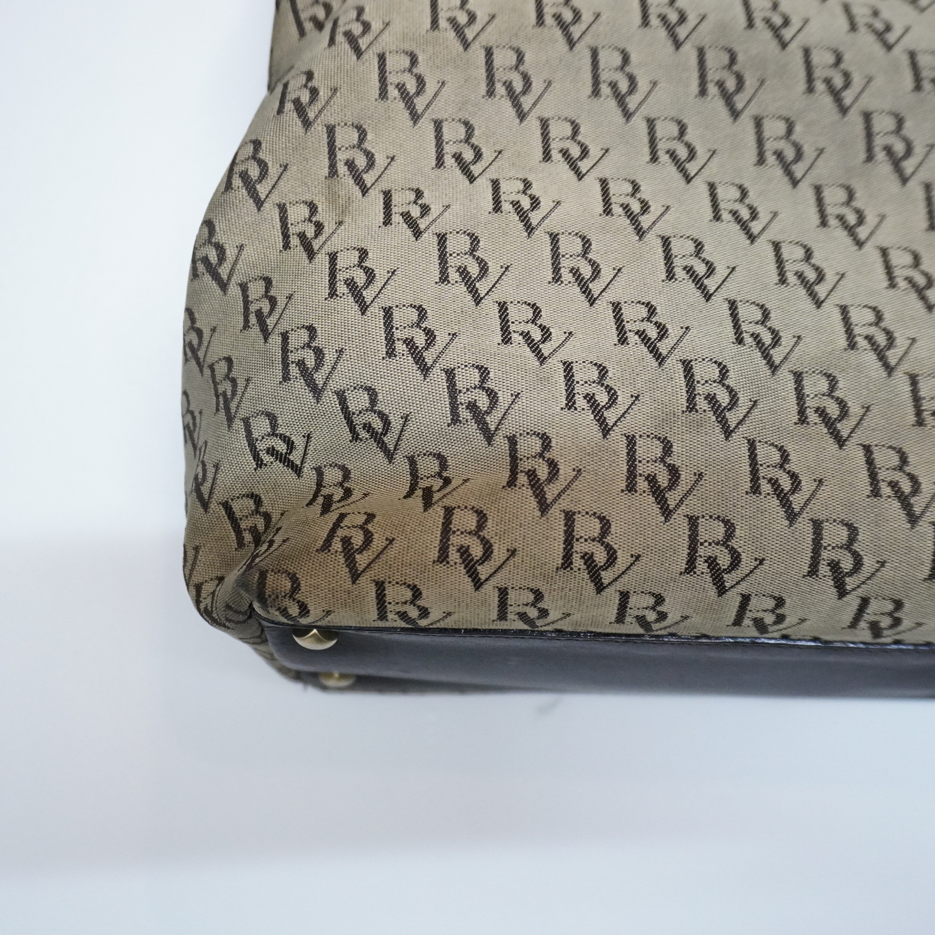 Logo Canvas Leather Trim Tote Bag Handbag — view 2