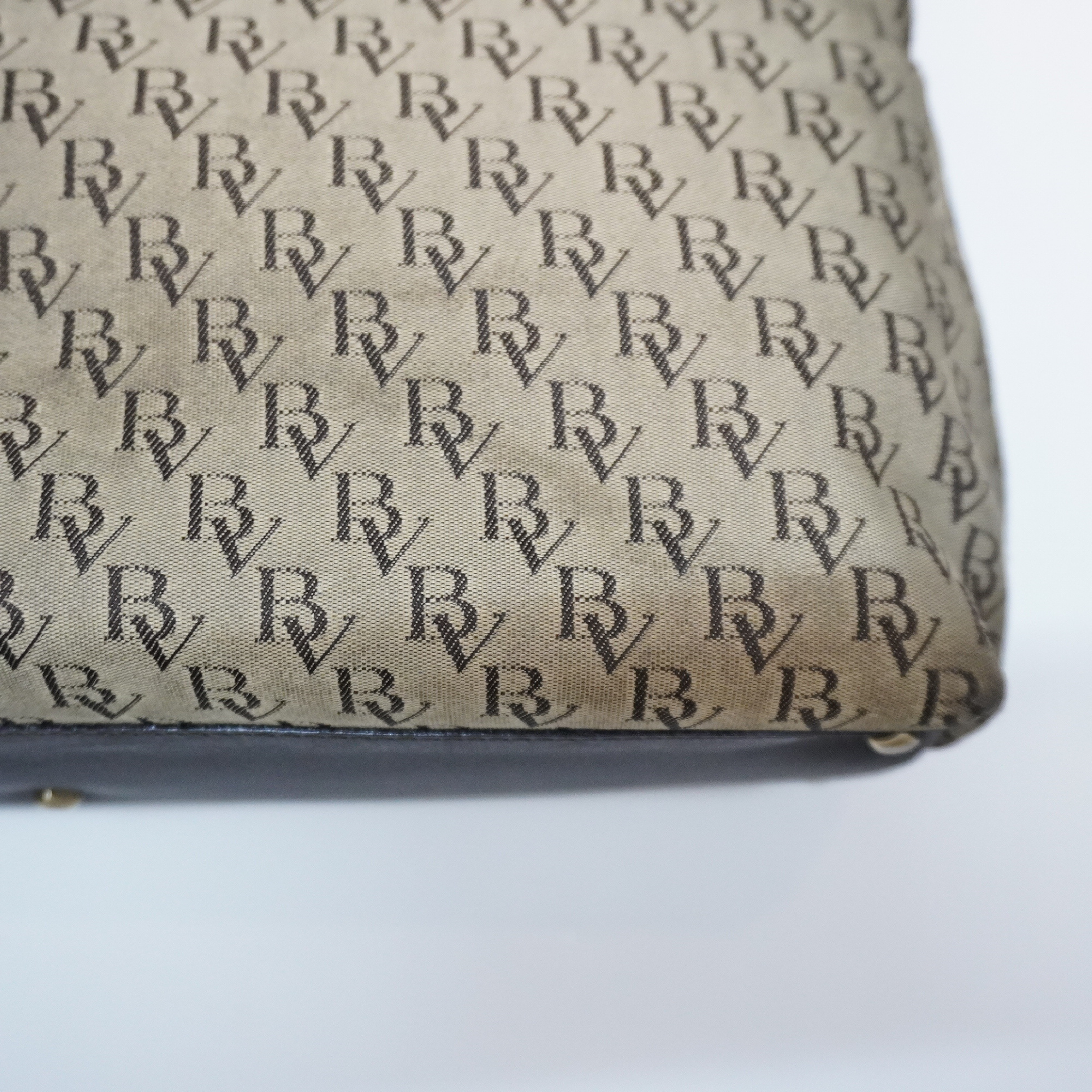 Logo Canvas Leather Trim Tote Bag Handbag — view 3