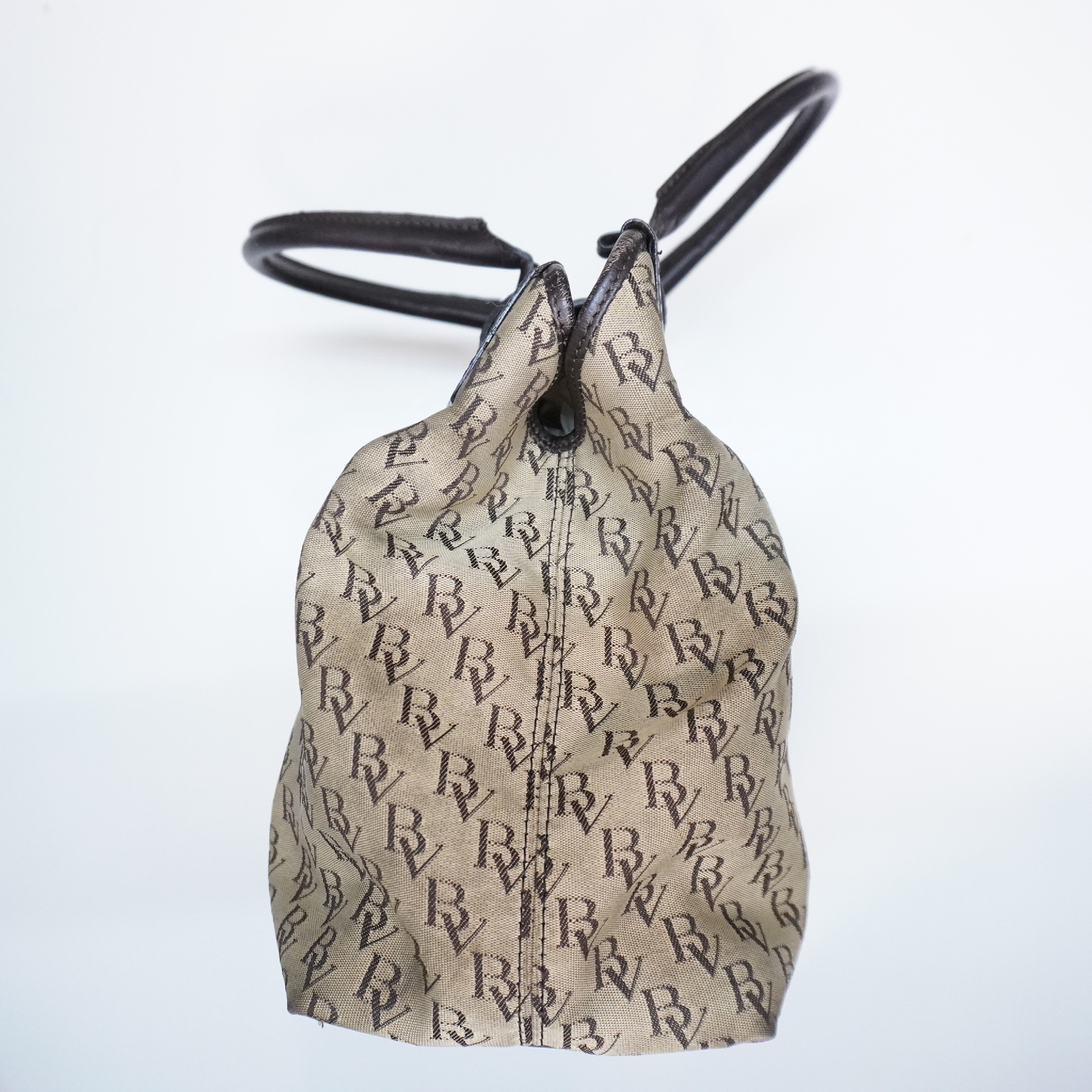Logo Canvas Leather Trim Tote Bag Handbag — view 7