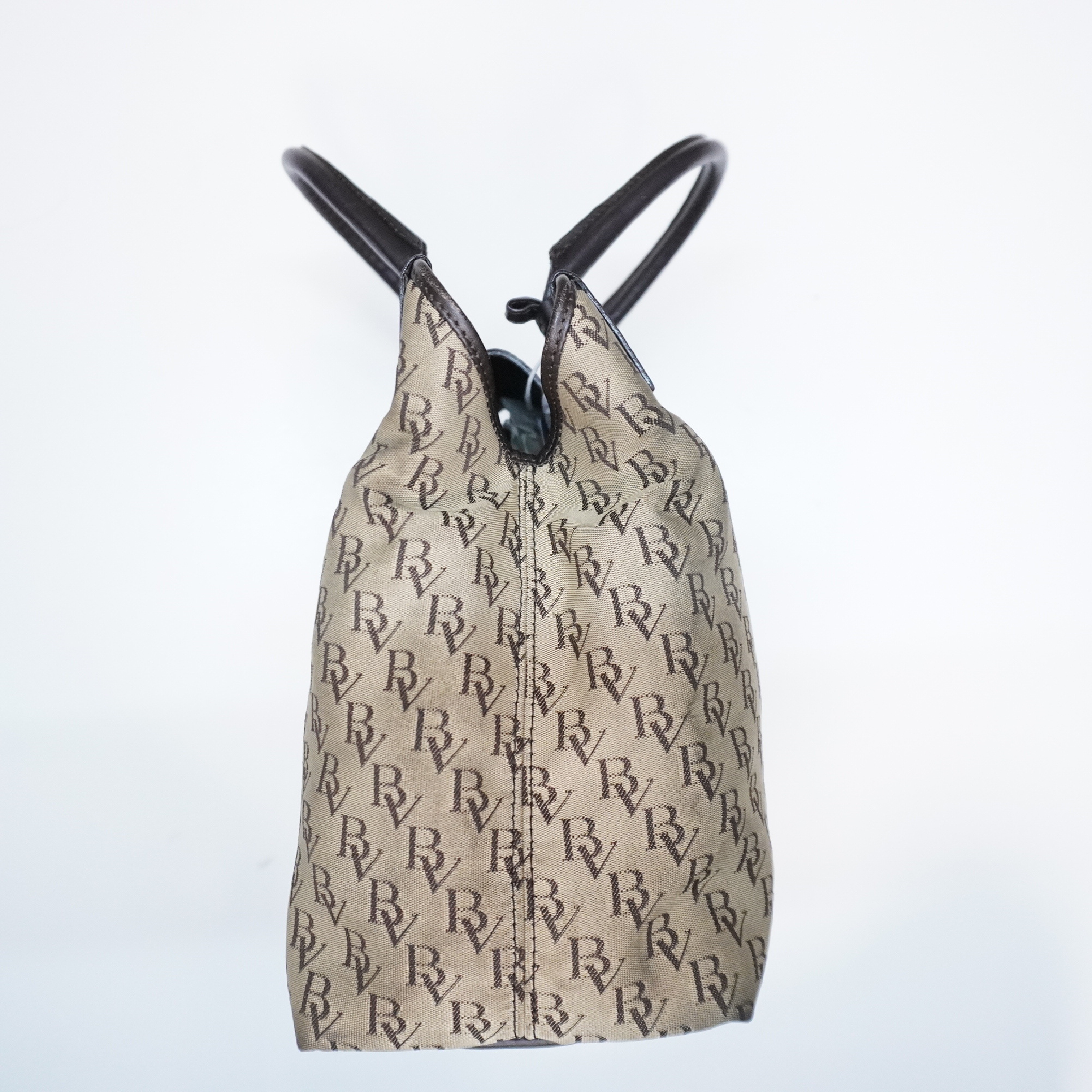 Logo Canvas Leather Trim Tote Bag Handbag — view 8