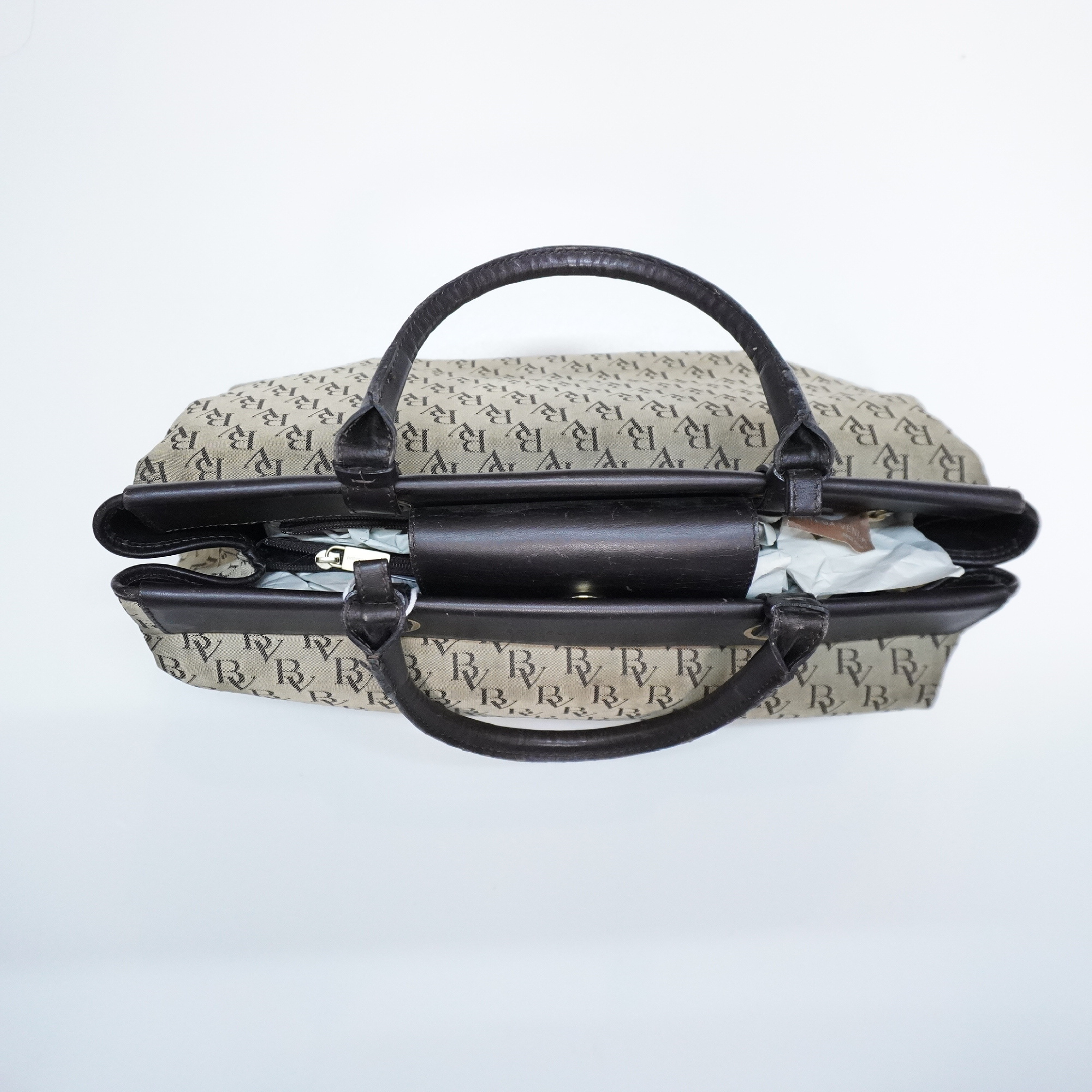 Logo Canvas Leather Trim Tote Bag Handbag — view 9