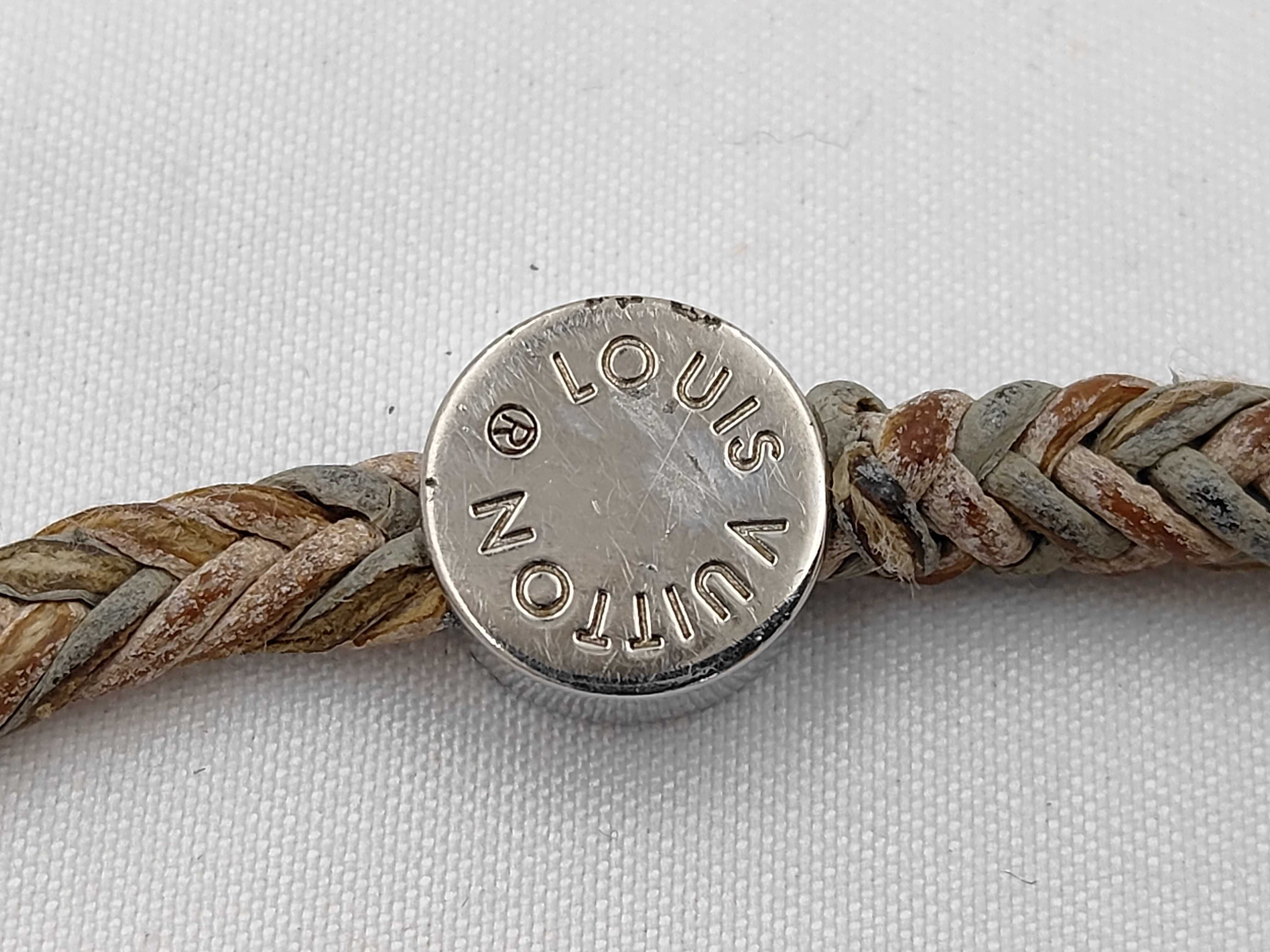LV Leather Cord Bracelet Brown x Gold Bracelet/Bangle — view 3