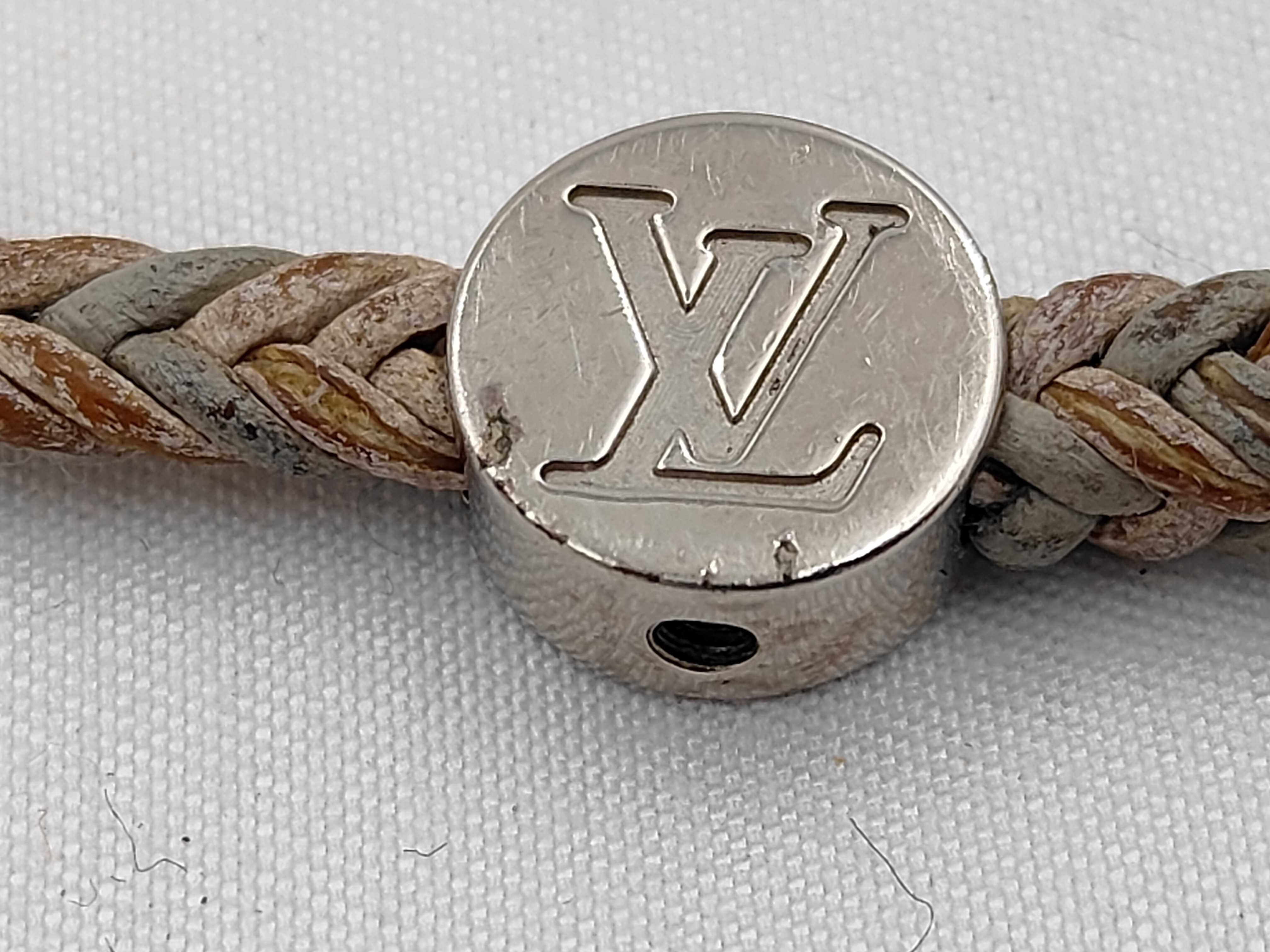 LV Leather Cord Bracelet Brown x Gold Bracelet/Bangle — view 5