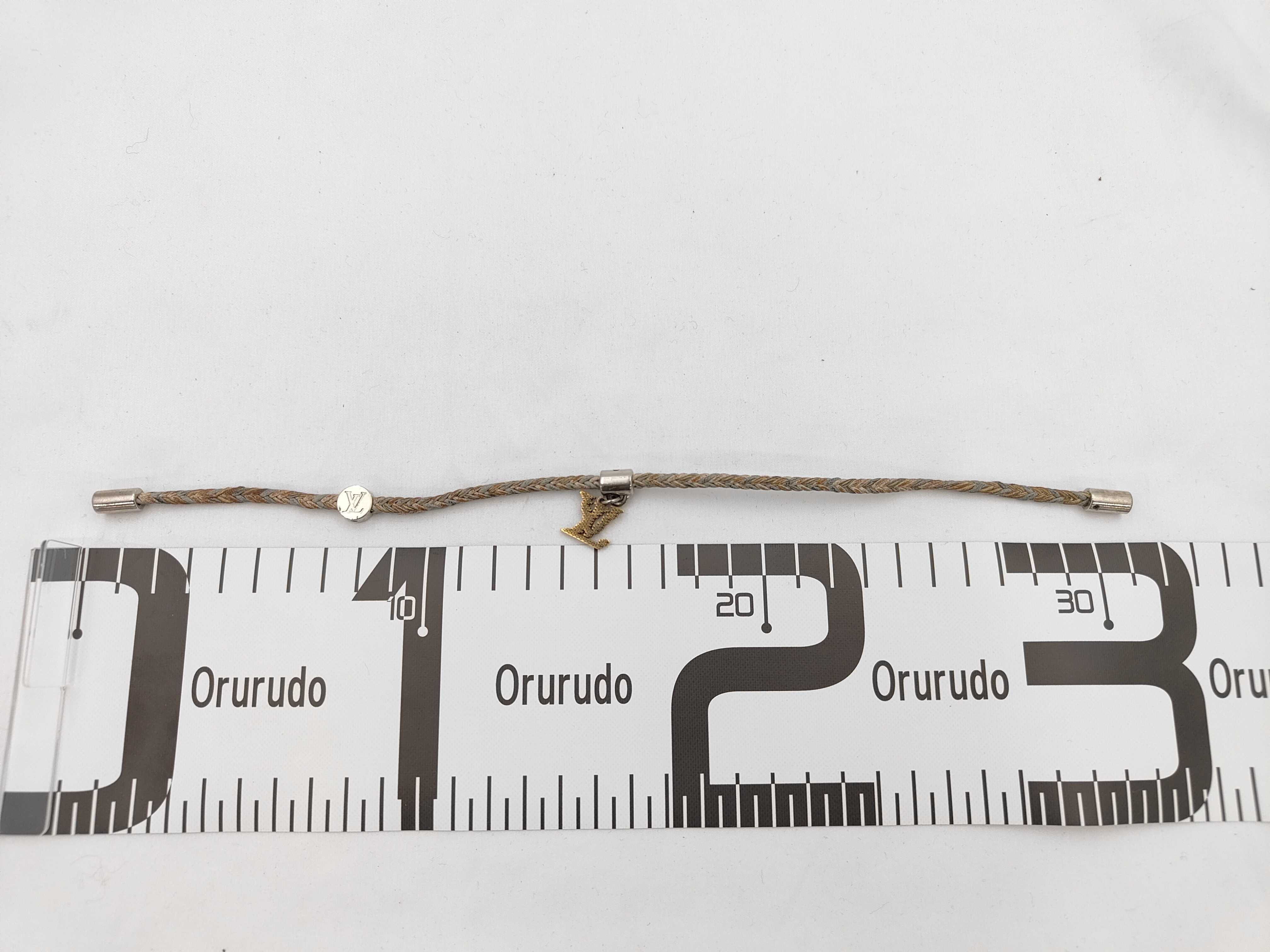 LV Leather Cord Bracelet Brown x Gold Bracelet/Bangle — view 6