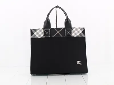Blue Label tote bag, black check pattern