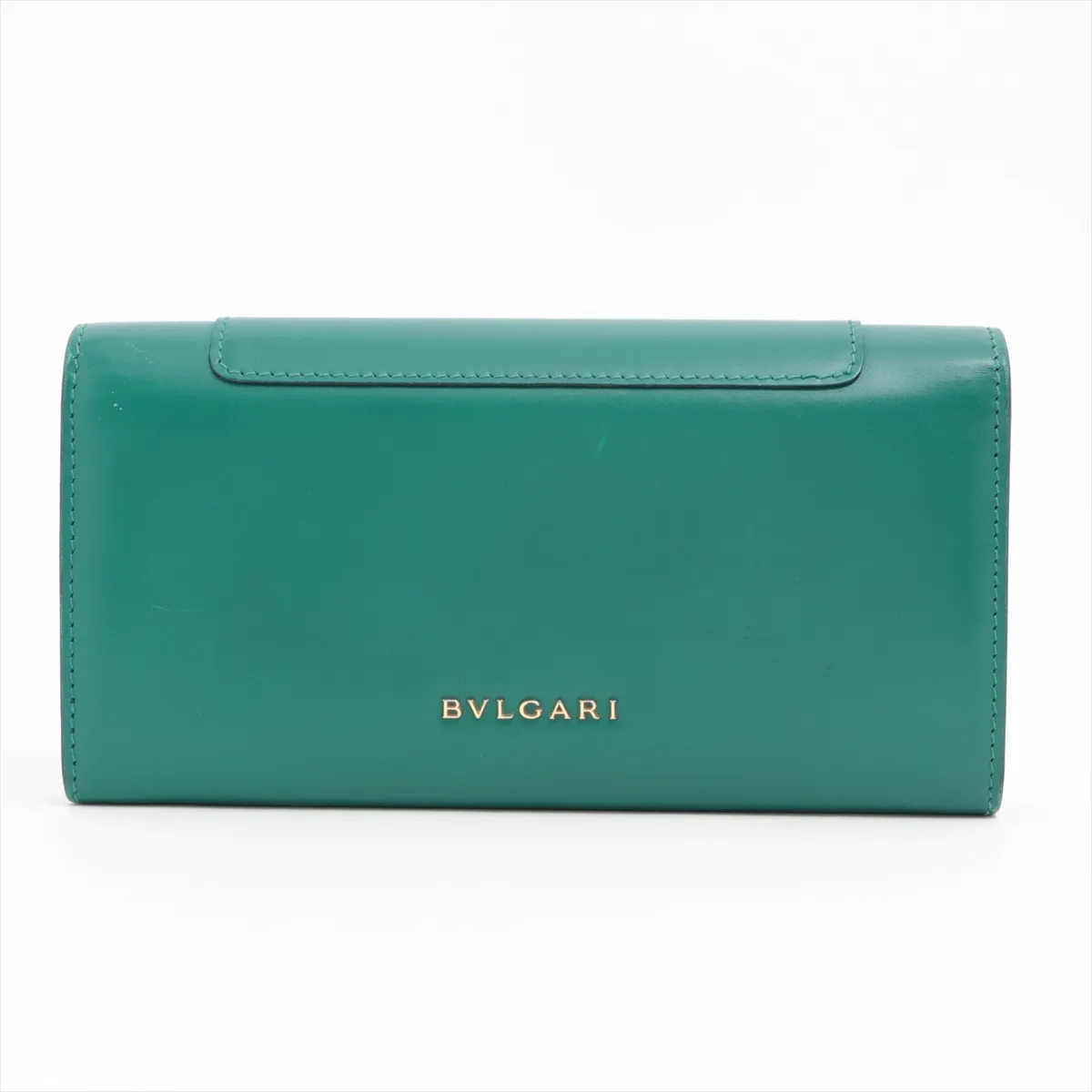 Serpenti Leather Long Wallet Green — view 2