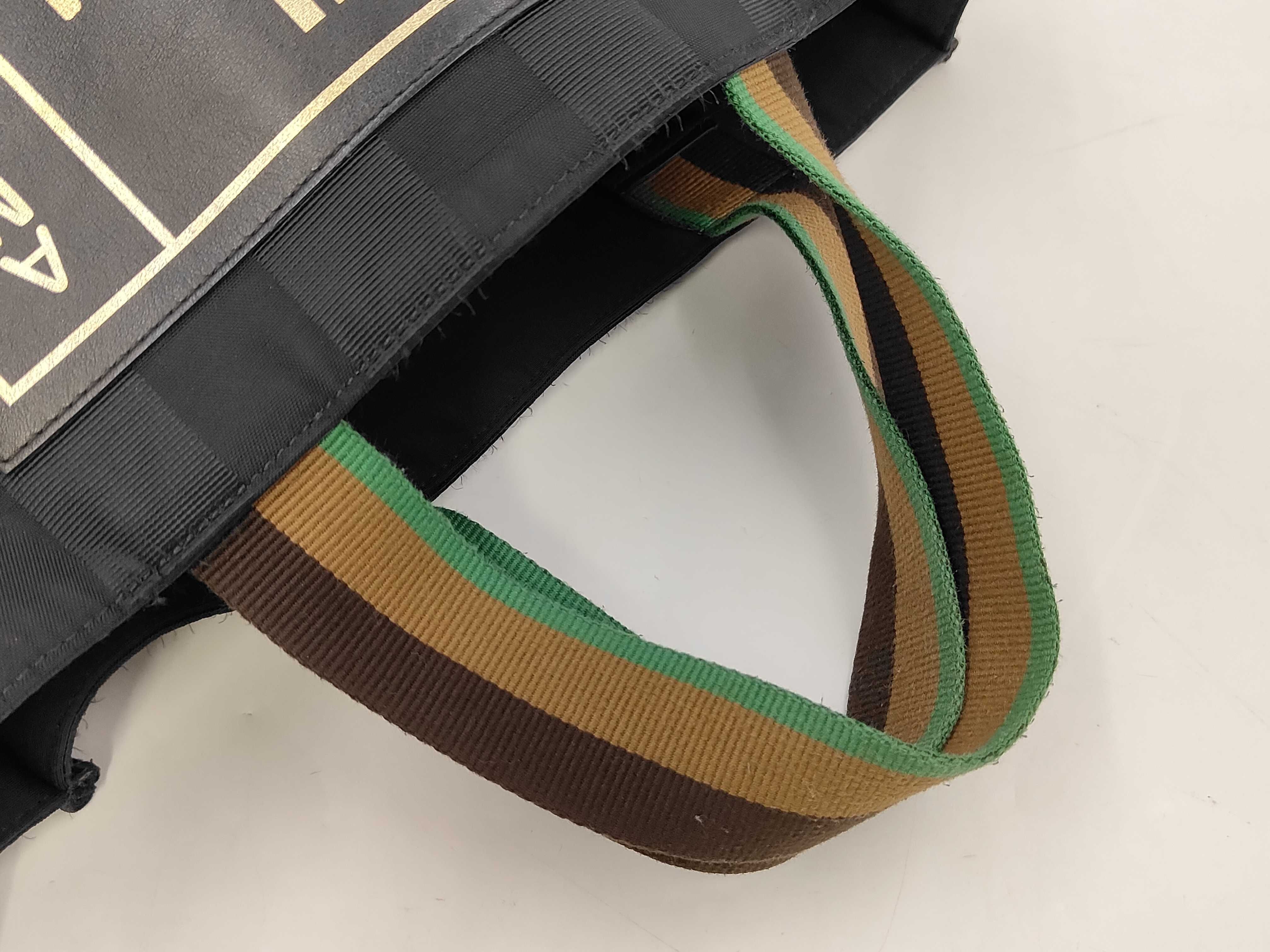 Pequin Stripe Nylon Black Vertical Tote Bag — view 3